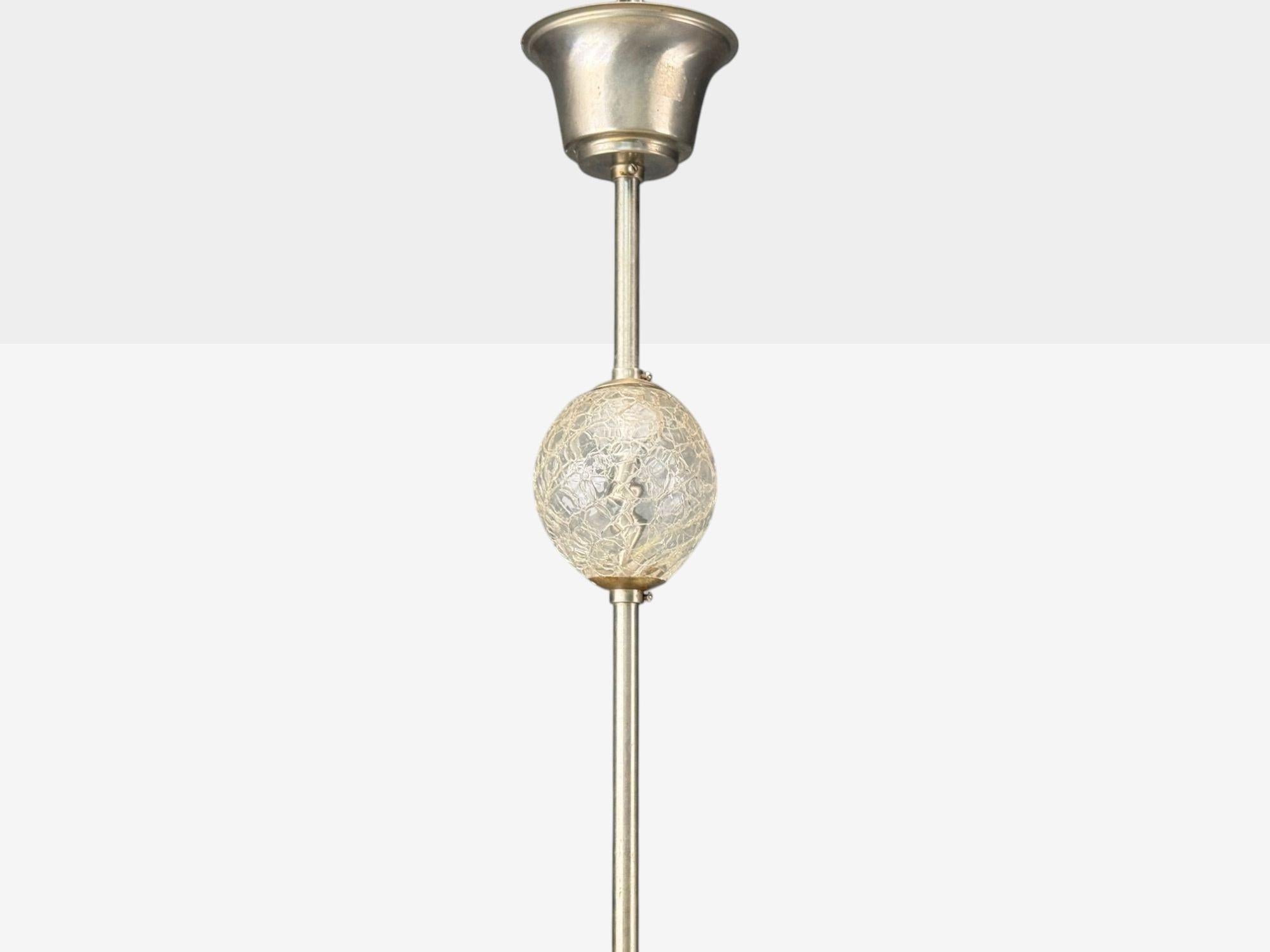 Lámpara colgante moderna sueca, cristal, metal, Suecia, años 40 Metal en venta