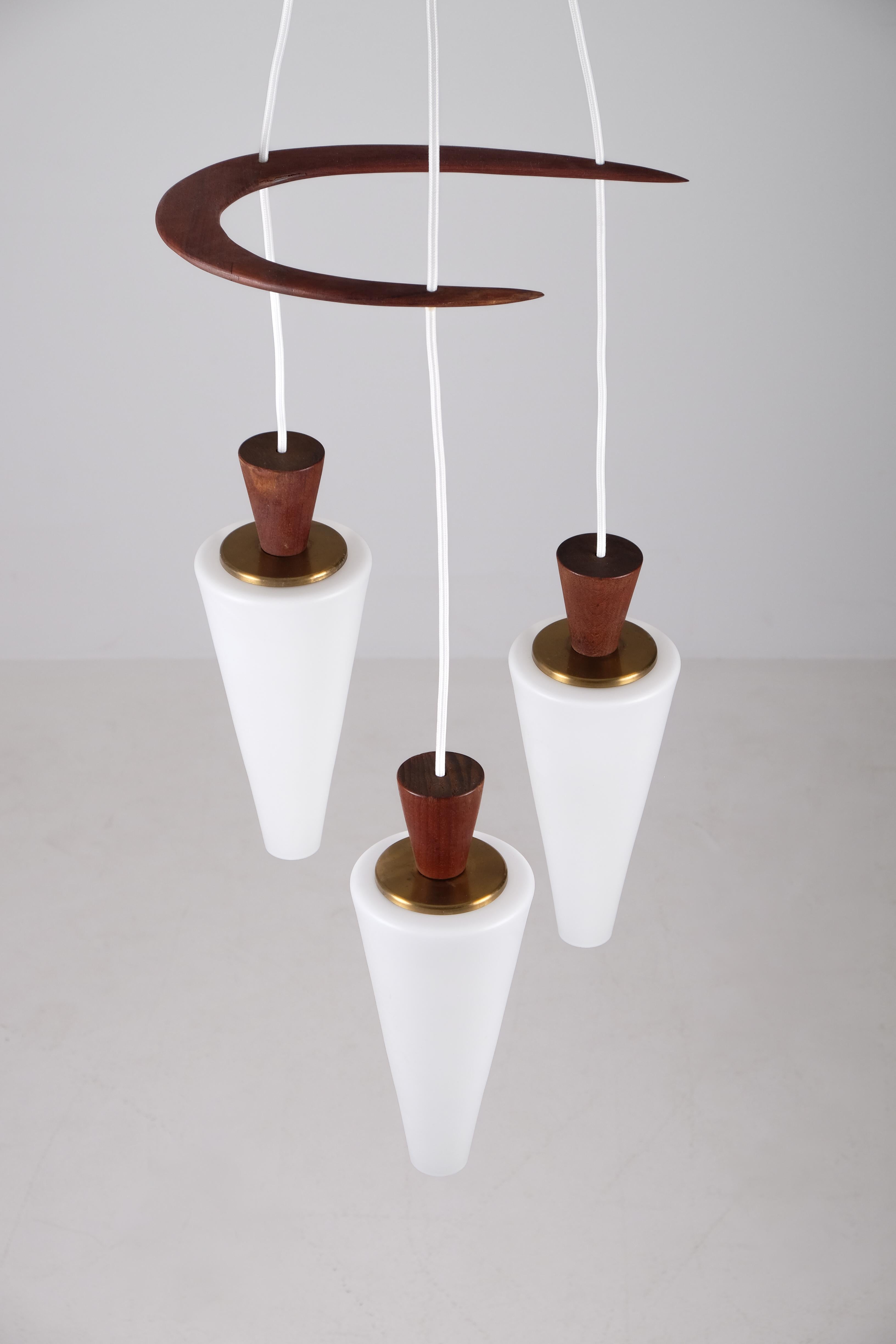 Opaline Glass Swedish Modern glass pendant, 1950s For Sale