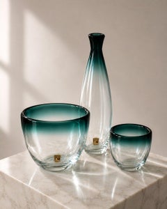 Swedish Modern Glass Set by Bengt Orup for Johansfors, “Tona” Series, 1957