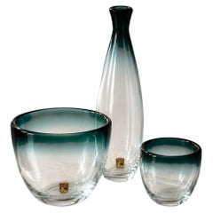 Swedish Modern Glass Set by Bengt Orup for Johansfors, “Tona” Series, 1957