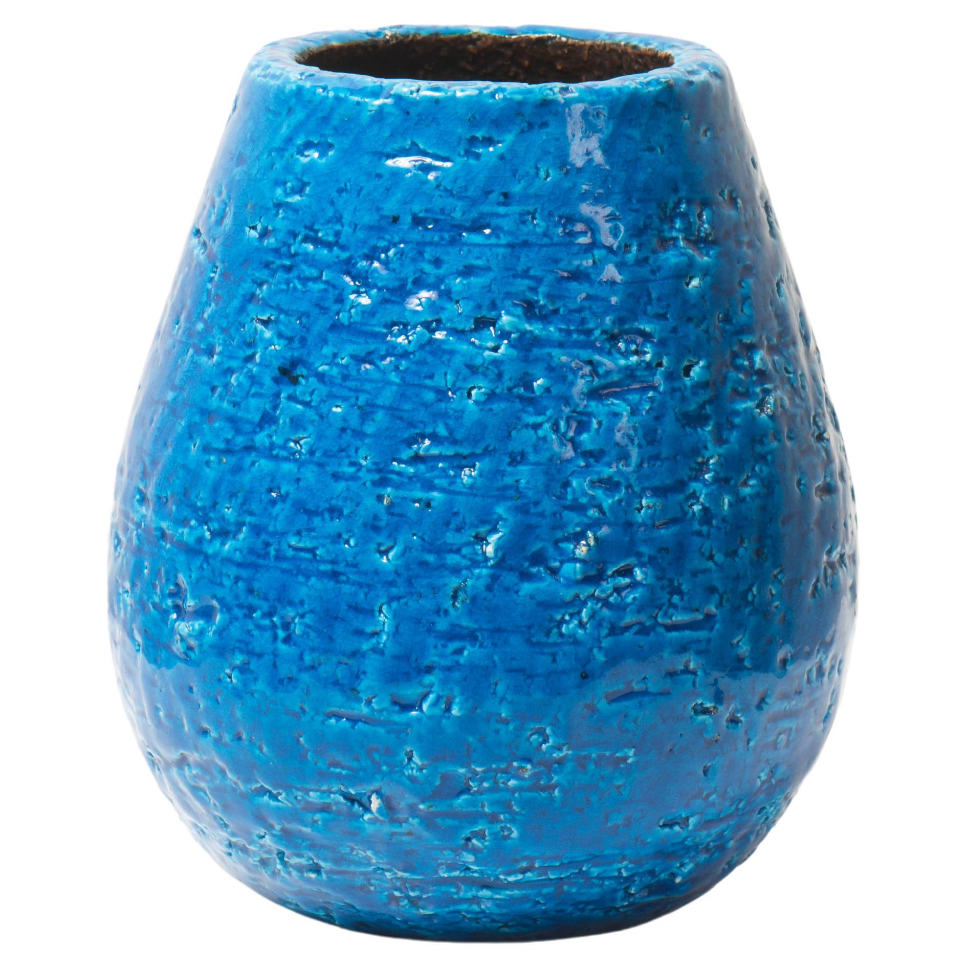 Swedish Modern Gunnar Nylund for Rörstrand Ceramic Blue Chamotte Vase For Sale