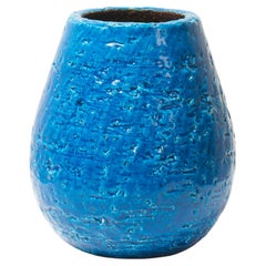 Swedish Modern Gunnar Nylund for Rörstrand Ceramic Blue Chamotte Vase