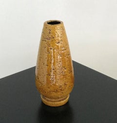 Swedish Modern Gunnar Nylund for Rörstrand Ceramic Mustard Yellow Chamotte Vase
