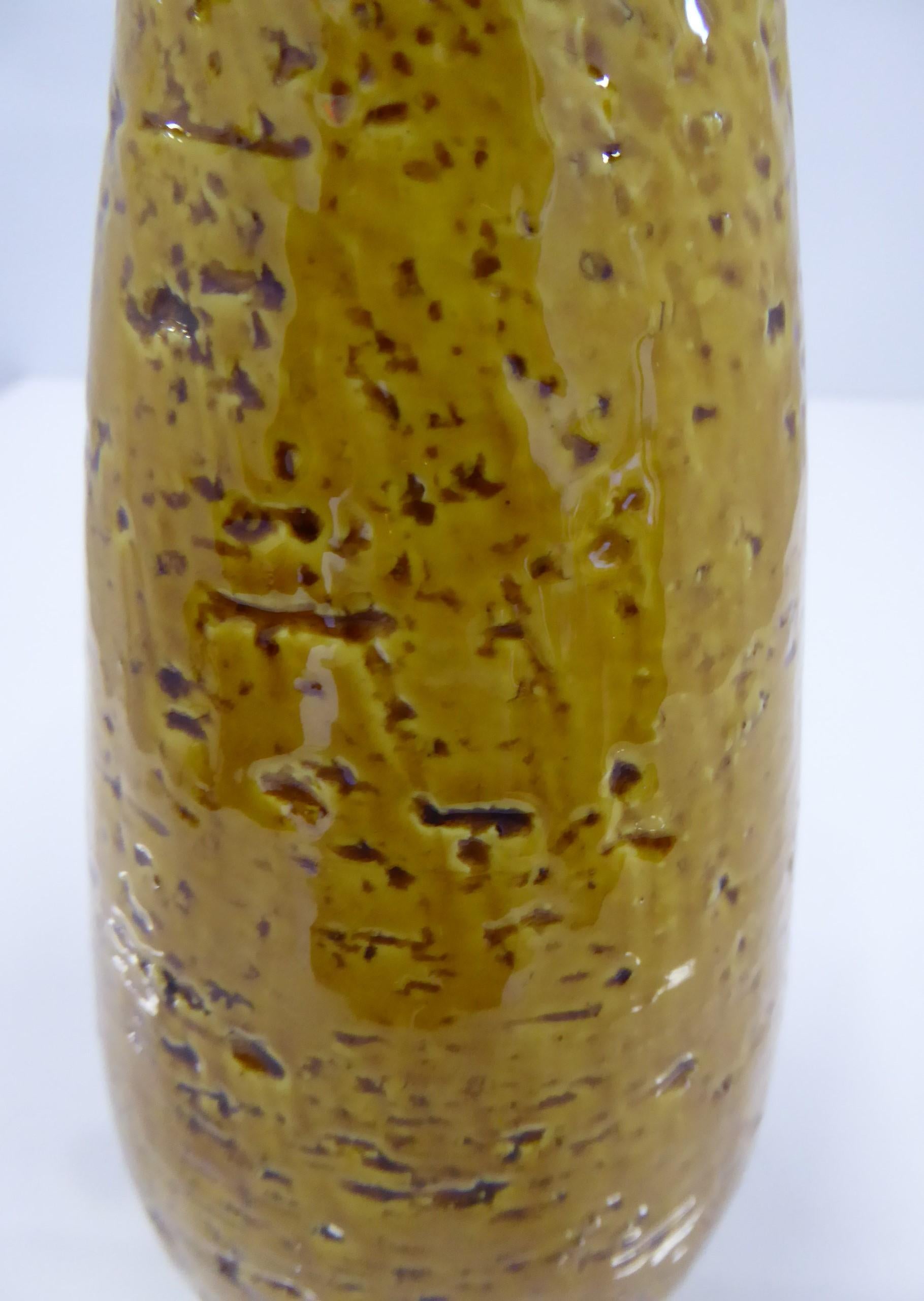 Swedish Modern Gunnar Nylund for Rörstrand Ceramic Mustard Yellow Chamotte Vase In Good Condition For Sale In Miami, FL