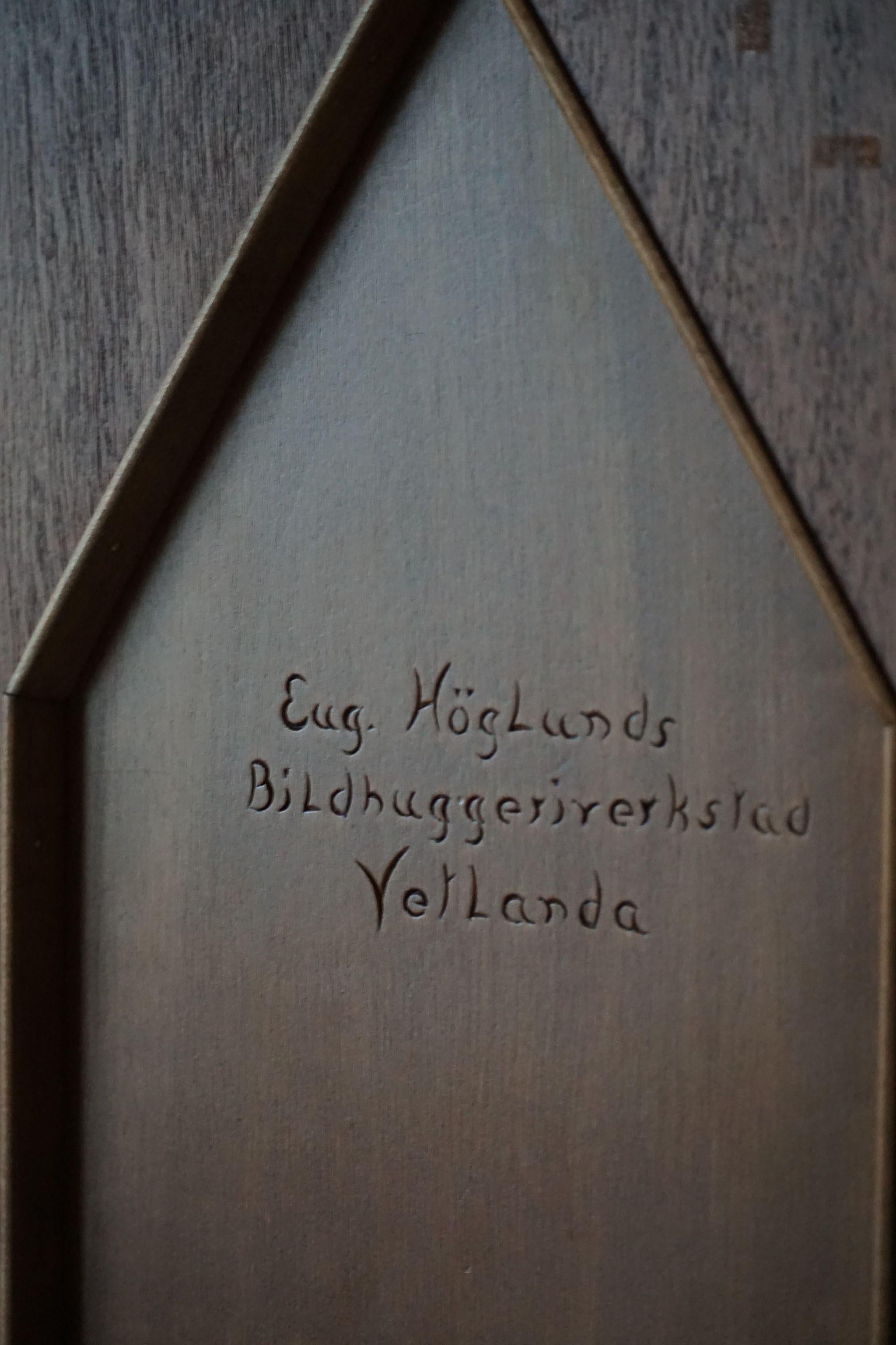 Swedish Modern Hand-Carved Cabinet by Eugen Höglund for Vetlanda, 1940s 5