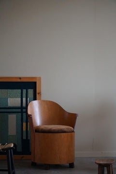 Silla tocón de madera curvada primitiva, sueca, moderna y artesanal, Wabi Sabi, años 40