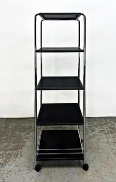 Swedish Modern Industrial Steel Rolling Etager Shelving, 1970s, Labelled.