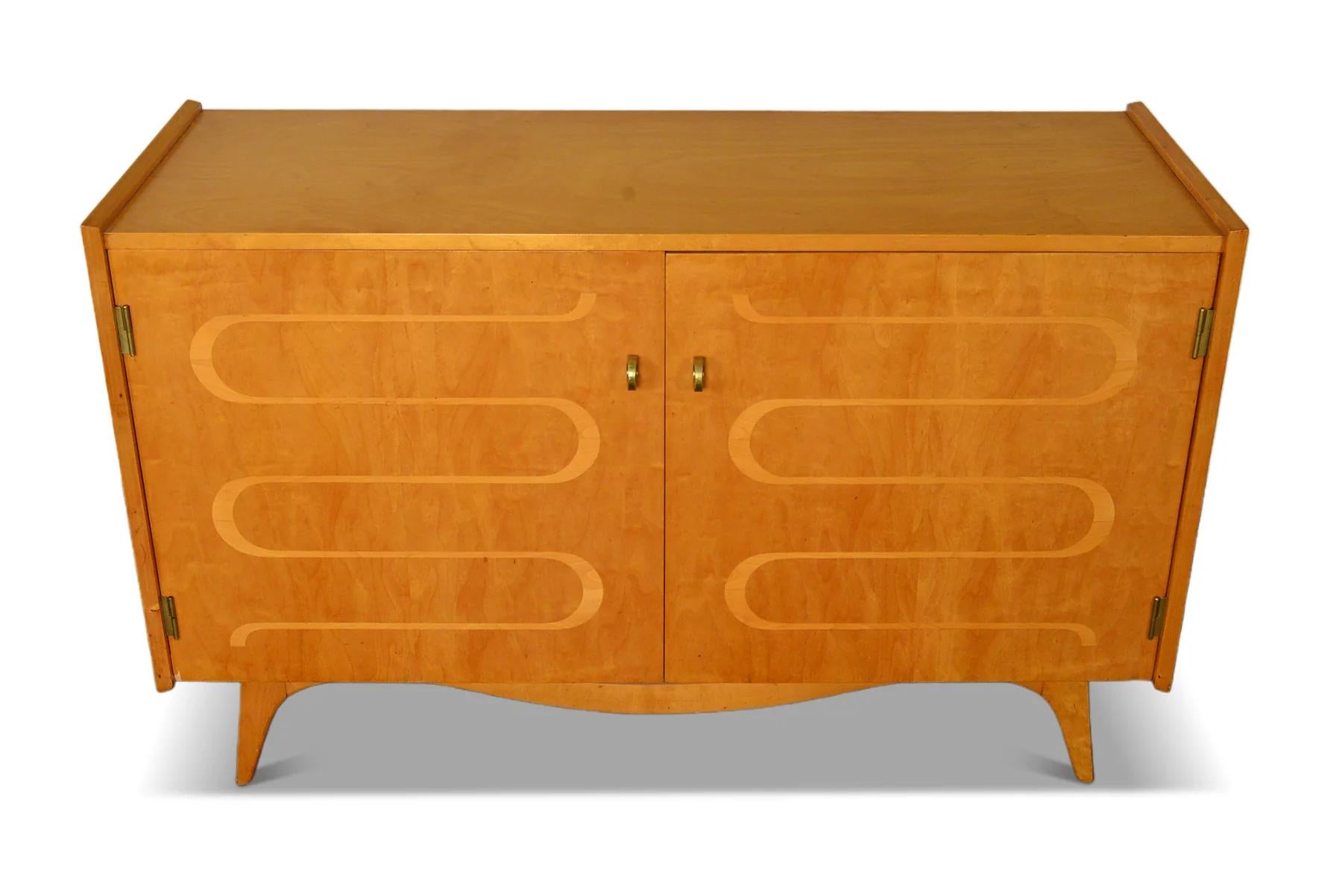 Swedish Modern Inlay Credenza in Beech In Excellent Condition For Sale In Berkeley, CA