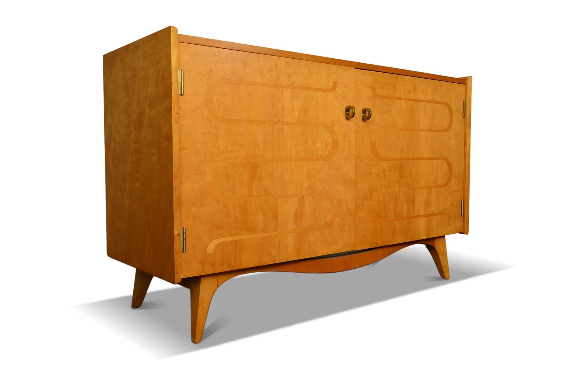 Swedish Modern Inlay Credenza in Beech For Sale 1