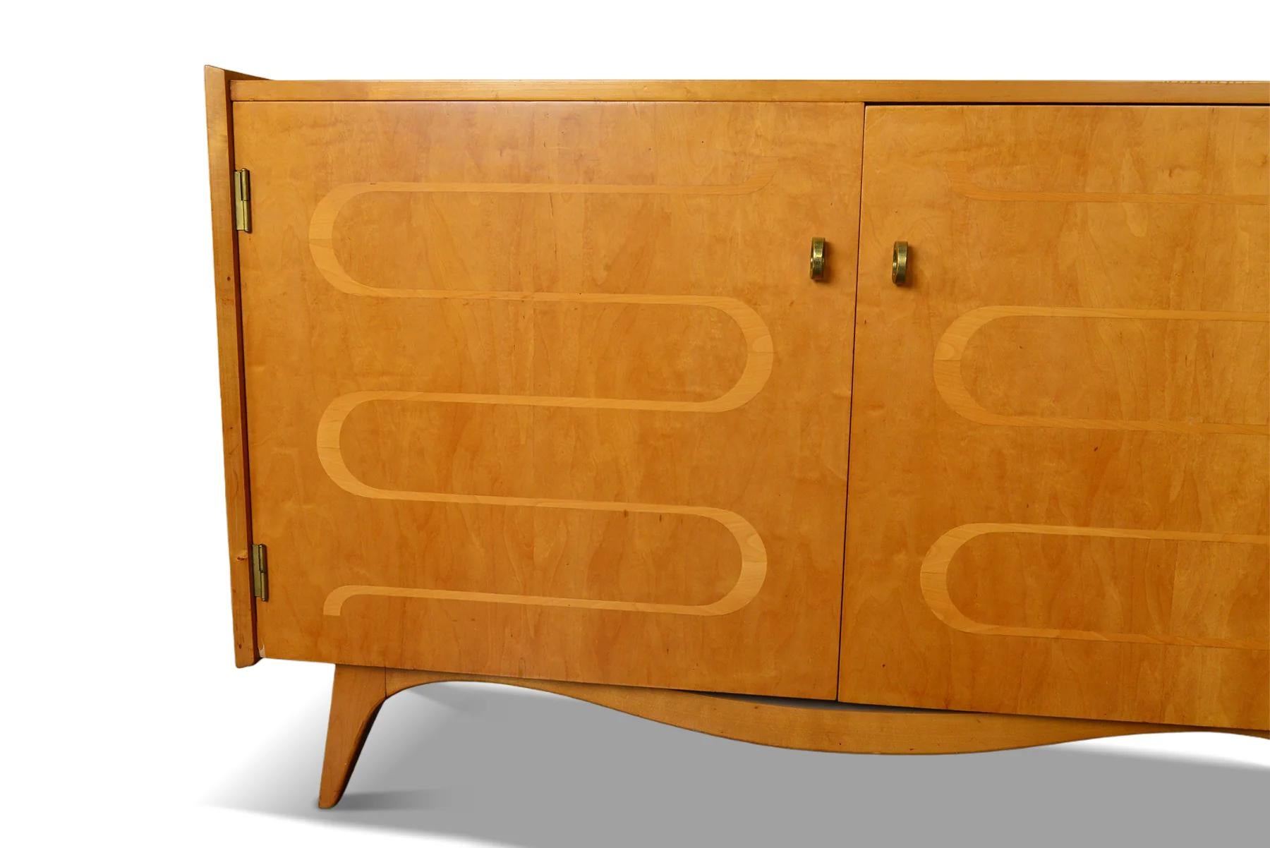 Swedish Modern Inlay Credenza in Beech For Sale 2
