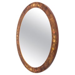 Schwedischer moderner Intarsienspiegel aus Masurbirke mit floralen Intarsien, Schweden, 1930