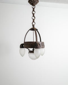 Plafonnier moderne suédois en fer et verre Lampe à suspension par Böhlmarks, années 1910