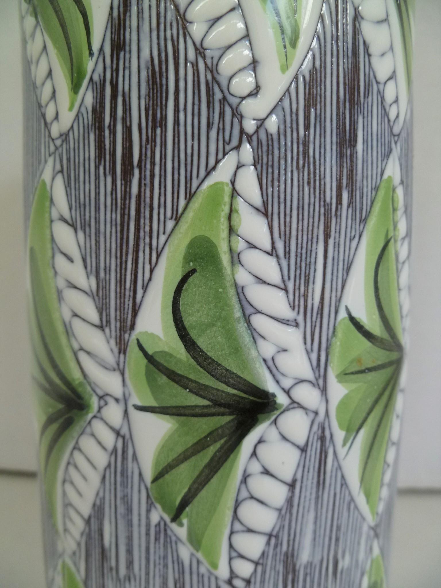 Mid-Century Modern Swedish Modern Laholm Pottery Hand Painted Ceramic Vessel, Sweden, 1960s