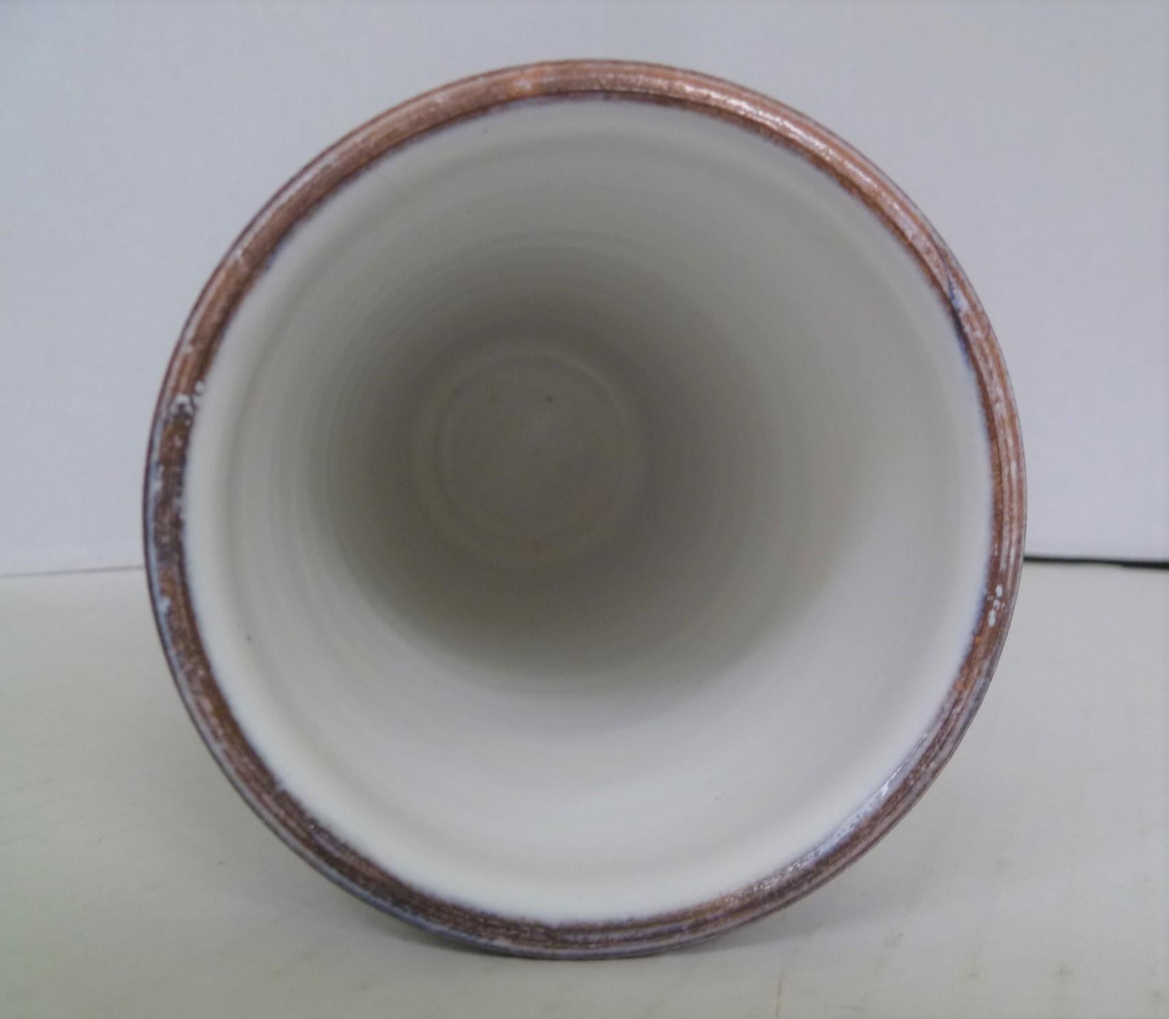 Swedish Modern Laholm Pottery Hand Painted Ceramic Vessel, Sweden, 1960s In Good Condition In Miami, FL