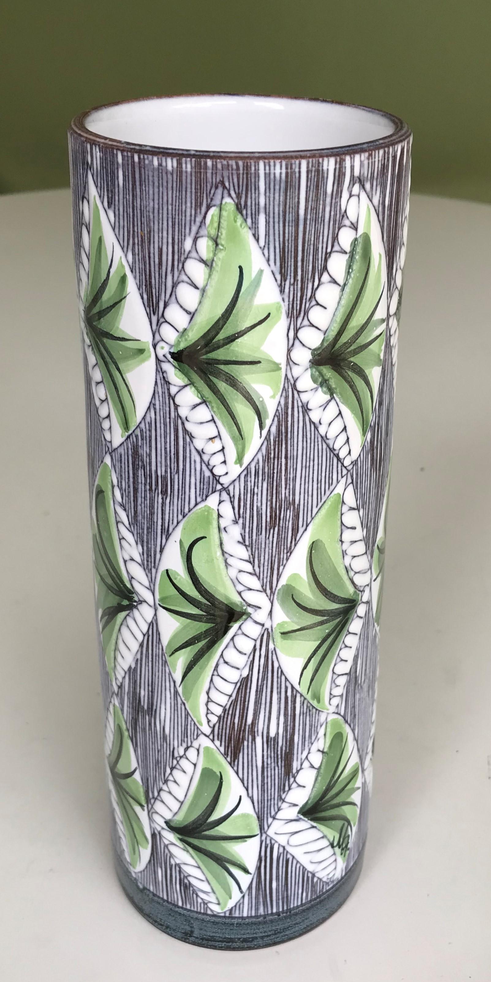 Swedish Modern Laholm Pottery Hand Painted Ceramic Vessel, Sweden, 1960s 1