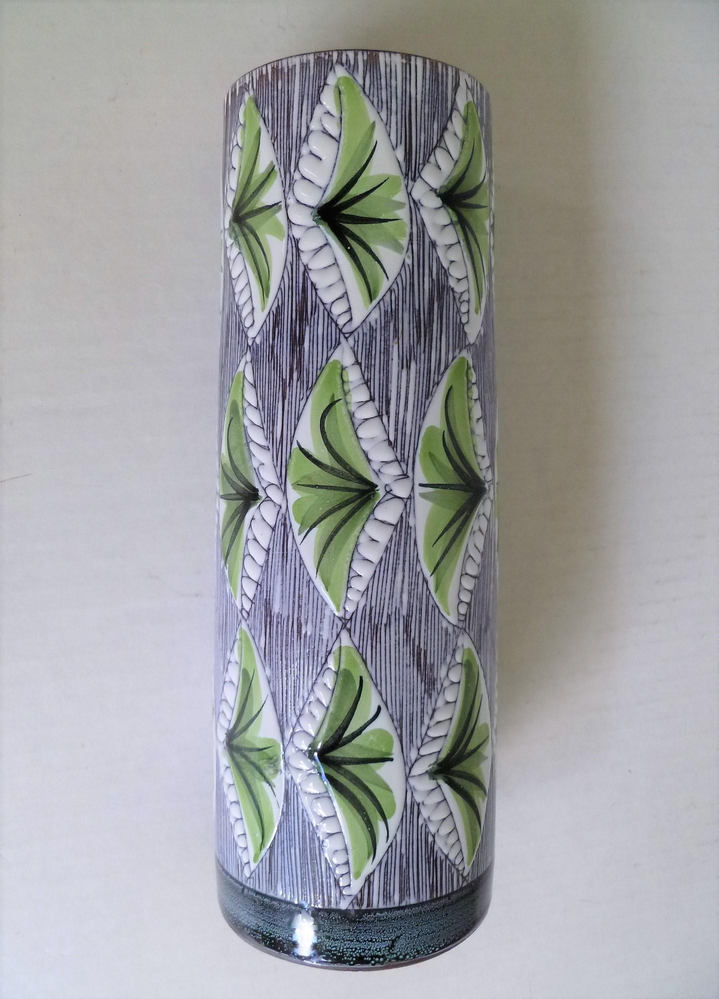 Swedish Modern Laholm Pottery Hand Painted Ceramic Vessel, Sweden, 1960s 2