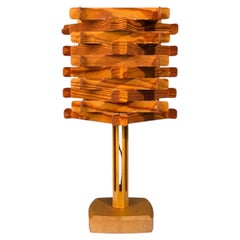 Swedish Modern, Large Table Lamp, Lacquered Pine, Sweden, 1970s