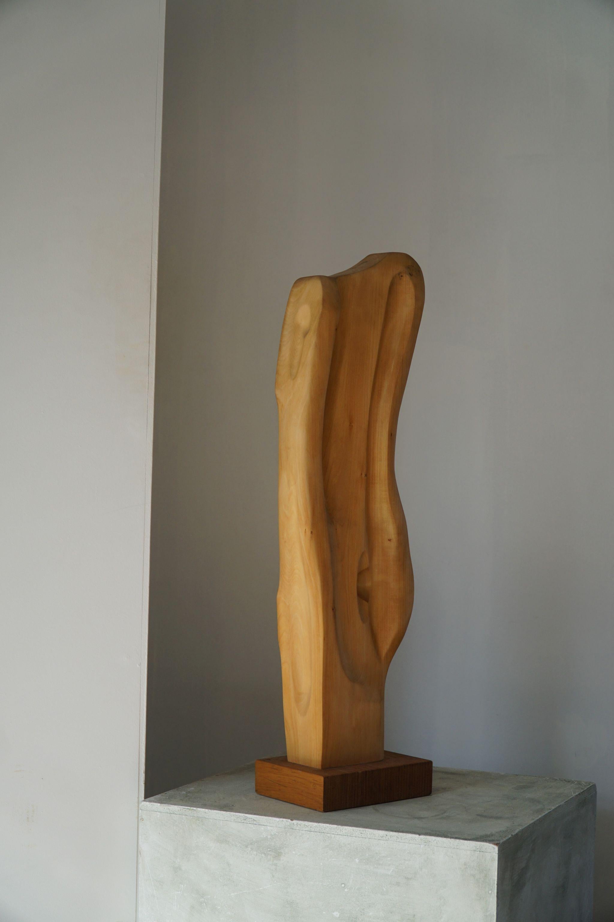 Swedish Modern Large Wooden Carved Sculpture, By Sven Olsson, Mid 20th Century 6