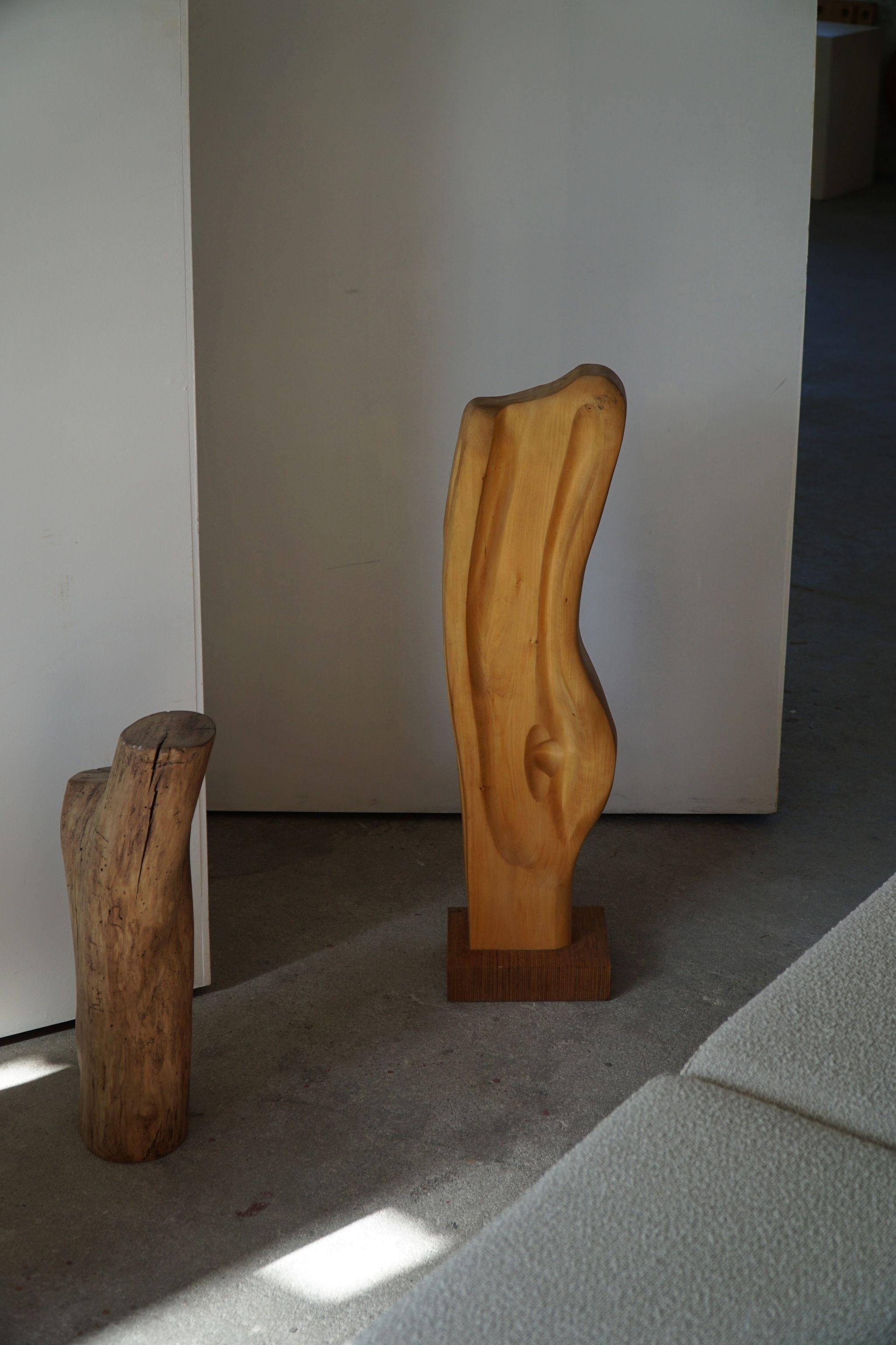 Swedish Modern Large Wooden Carved Sculpture, By Sven Olsson, Mid 20th Century 1