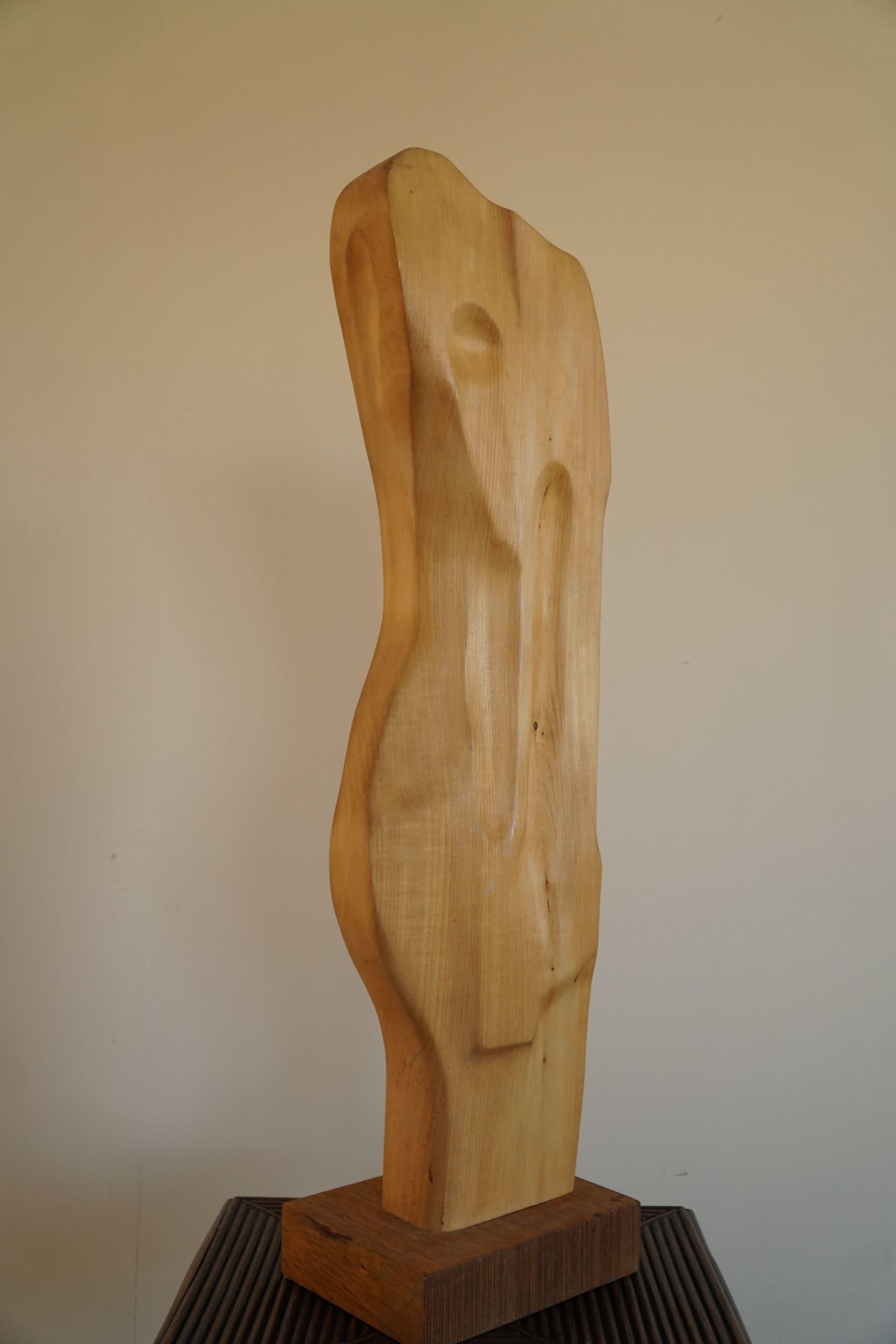 Swedish Modern Large Wooden Carved Sculpture, By Sven Olsson, Mid 20th Century 3