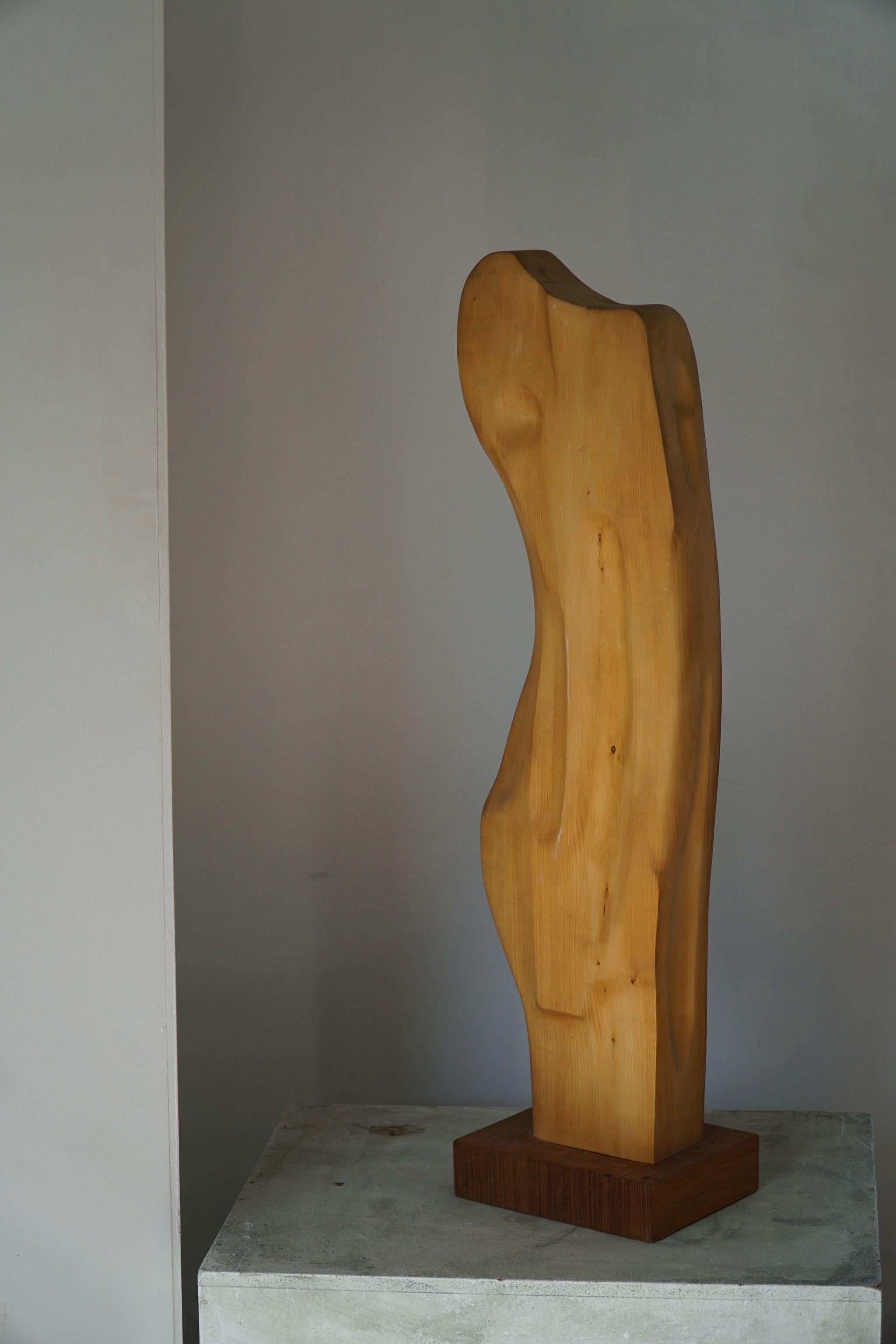 Swedish Modern Large Wooden Carved Sculpture, By Sven Olsson, Mid 20th Century 4