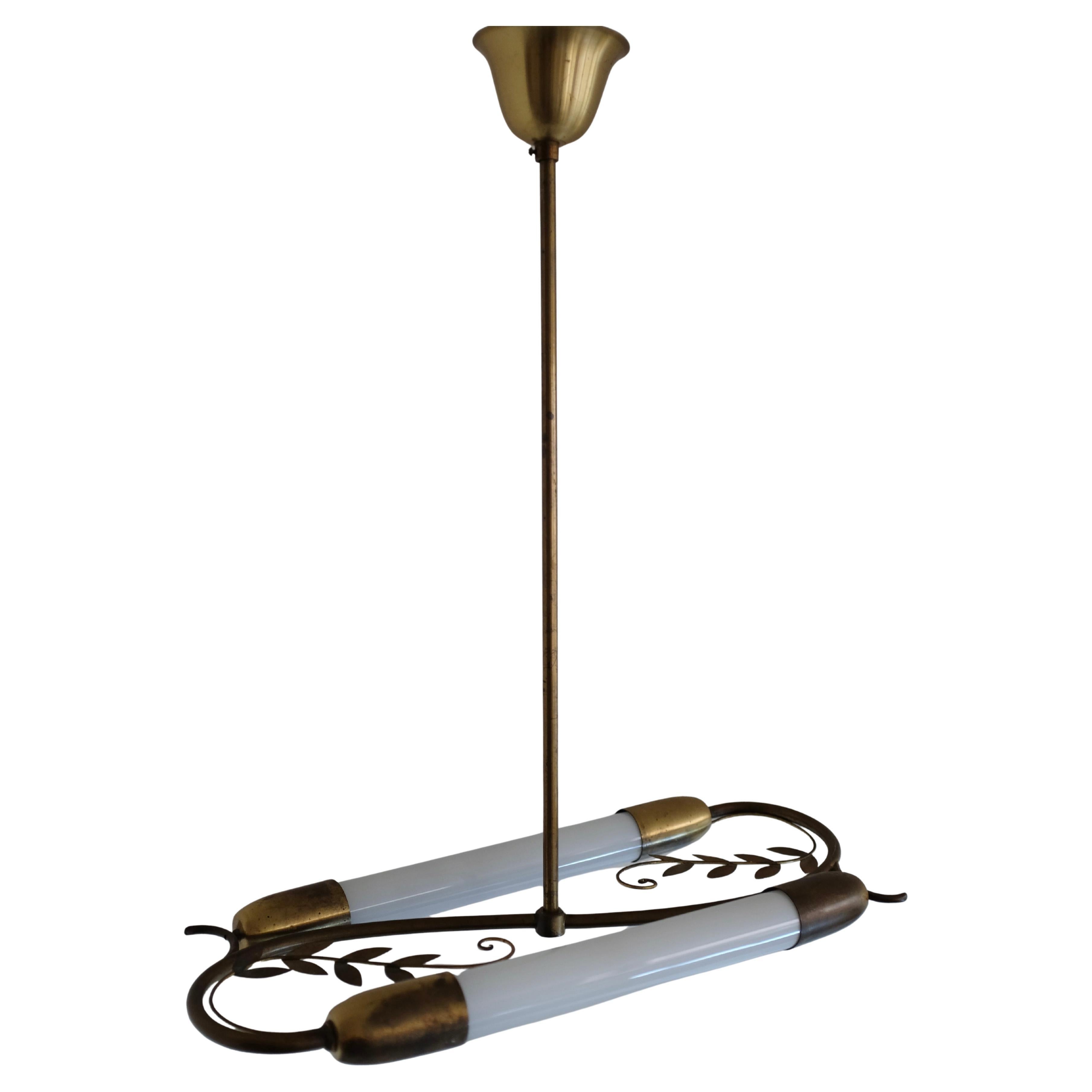 Swedish Modern Leaf Decorated Pendant