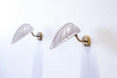 Swedish modern "leaf" wall lamps by Hans Bergström, Ateljé Lyktan 1940s