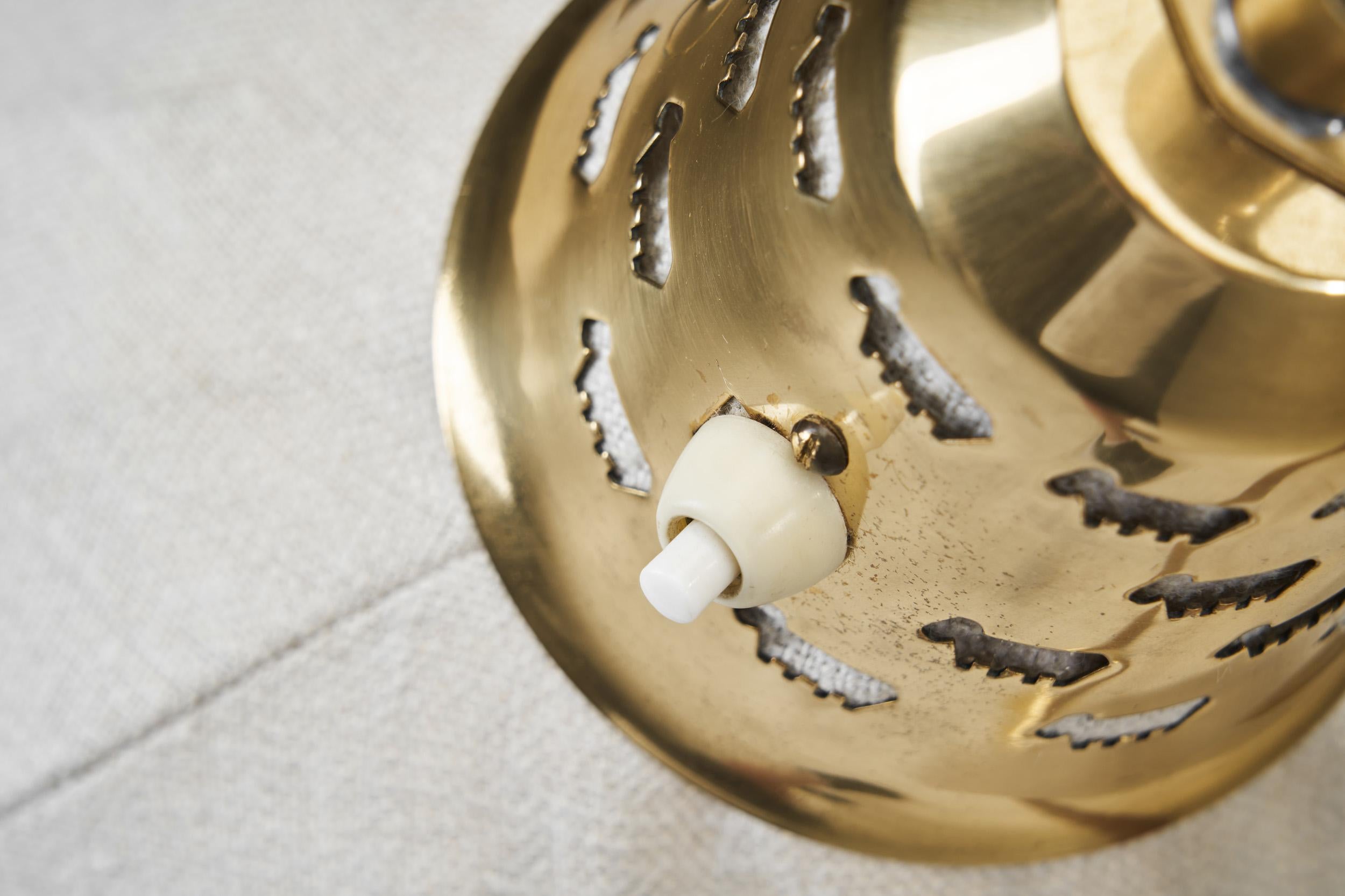 Schwedische moderne Stehlampe aus Leder und Messing von ASEA, Schweden 1950er Jahre im Angebot 5