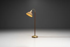 Swedish Modern Leather and Brass Floor Lamp by ASEA, Sweden 1950s