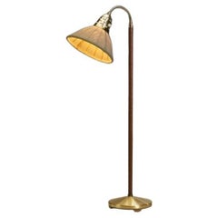 Swedish Modern Leather and Brass Floor Lamp by ASEA, Sweden 1950s