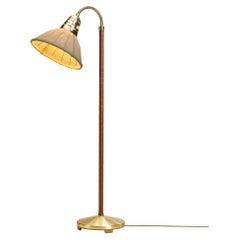 Swedish Modern Leather and Brass Floor Lamp by ASEA, Sweden 1950s