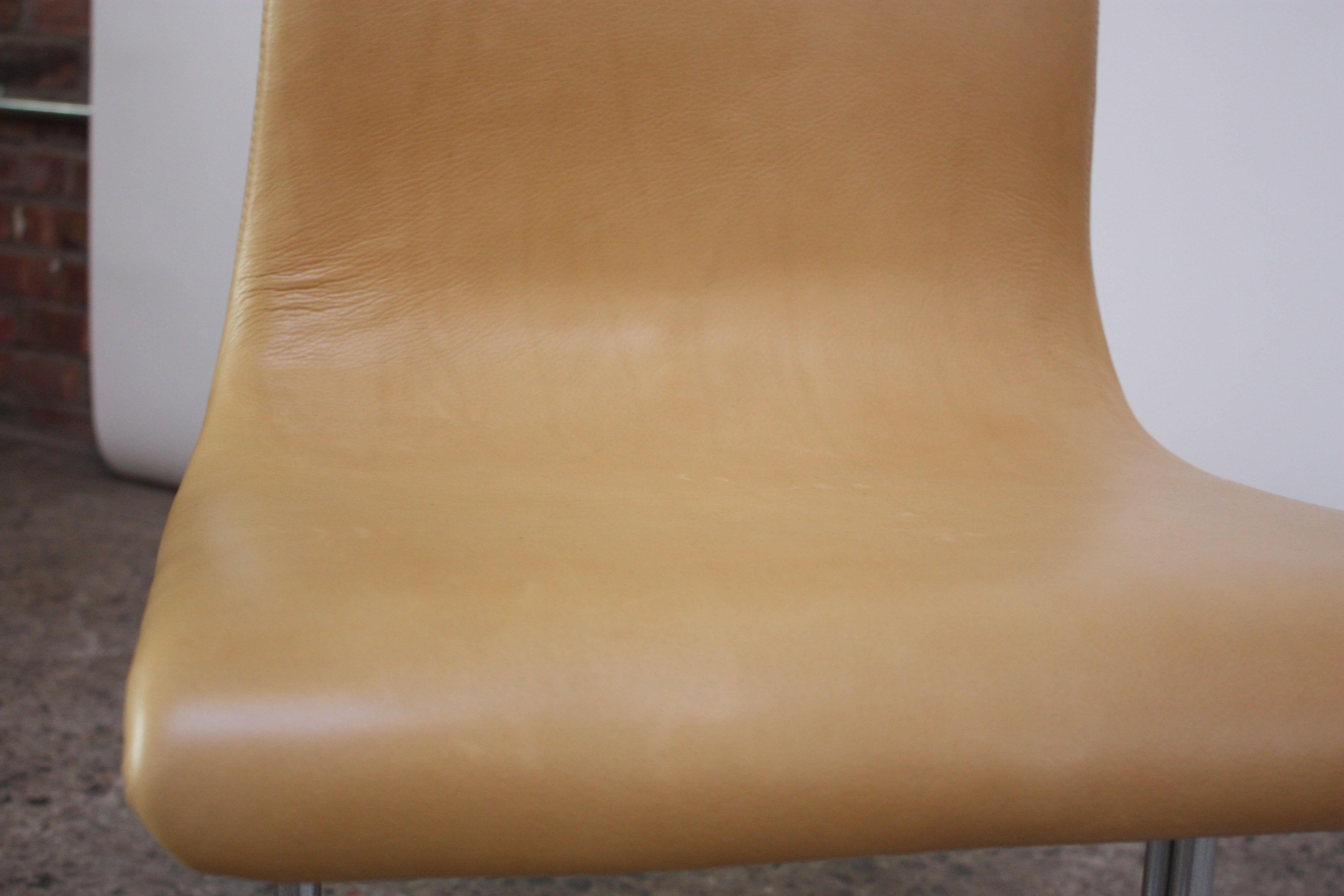 Swedish Modern Leather and Chrome Accent Chair by Vemo Industri AB For Sale 7