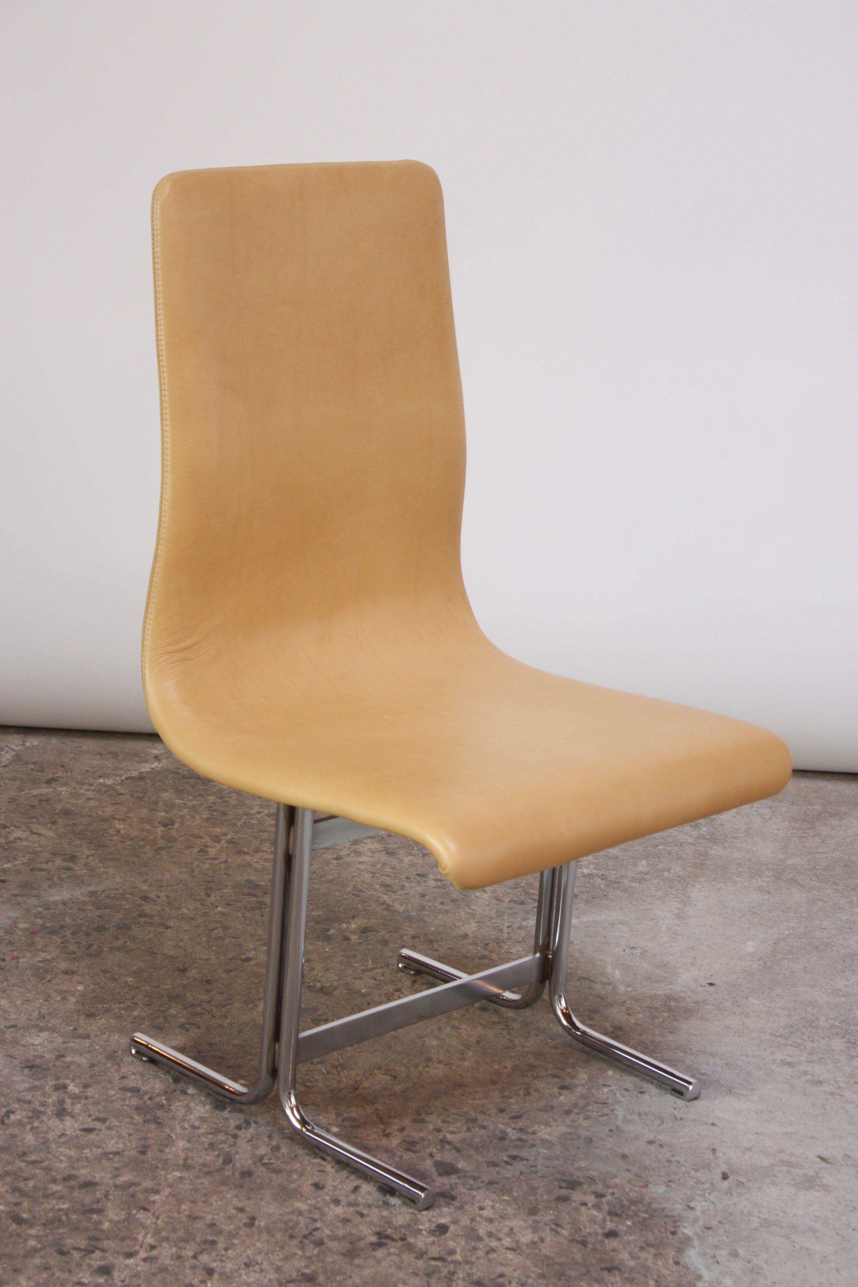 Mid-Century Modern Swedish Modern Leather and Chrome Accent Chair by Vemo Industri AB For Sale