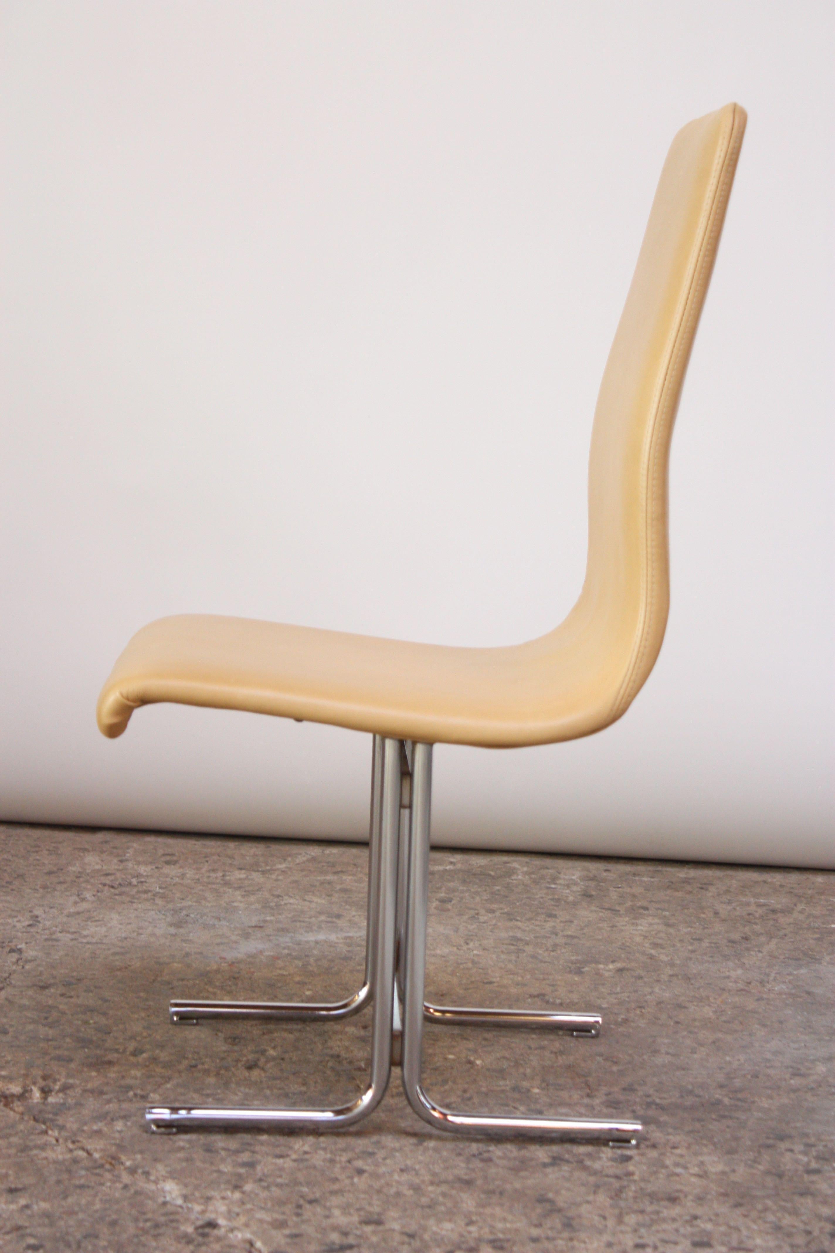 Swedish Modern Leather and Chrome Accent Chair by Vemo Industri AB In Good Condition For Sale In Brooklyn, NY