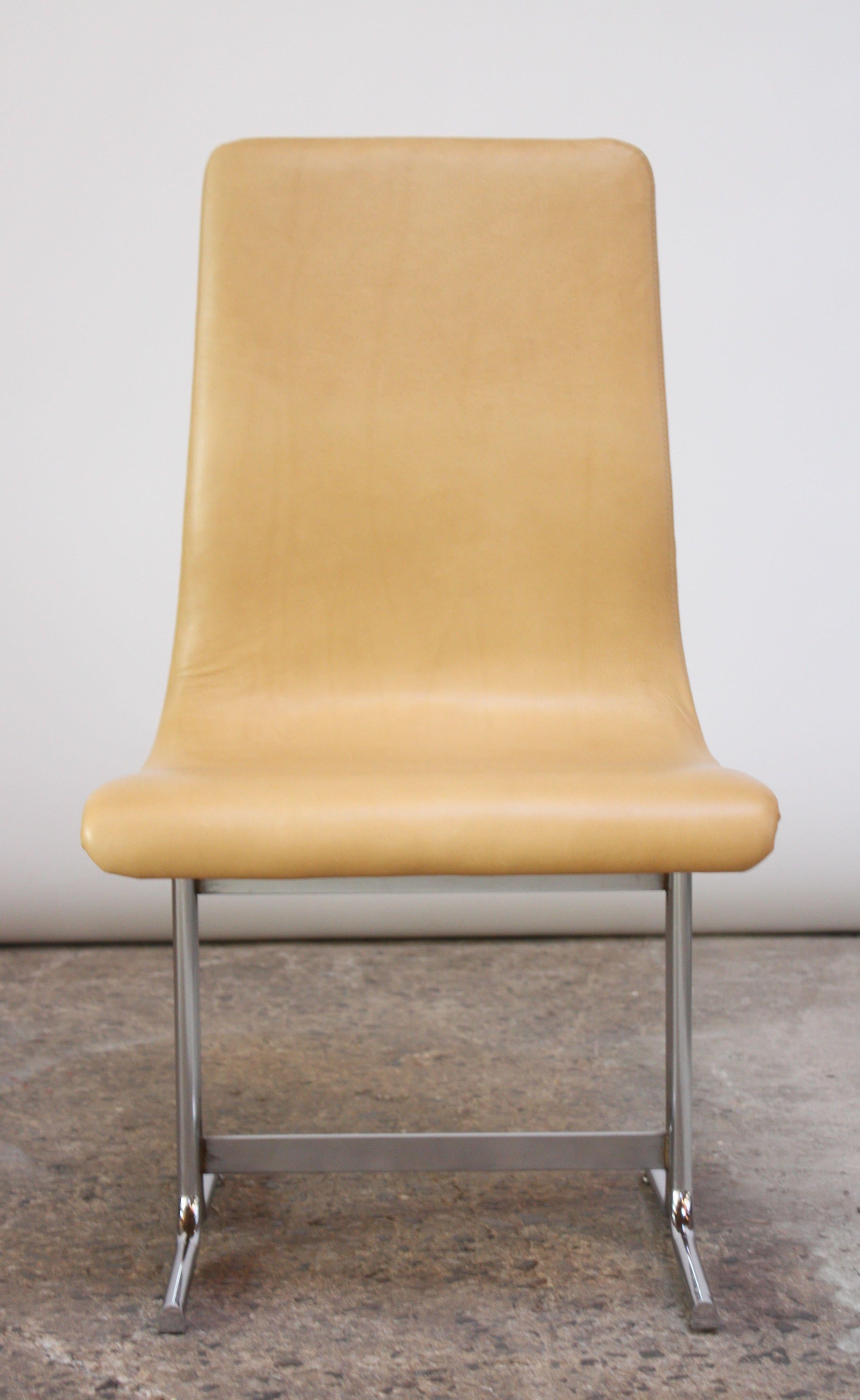 Mid-20th Century Swedish Modern Leather and Chrome Accent Chair by Vemo Industri AB For Sale