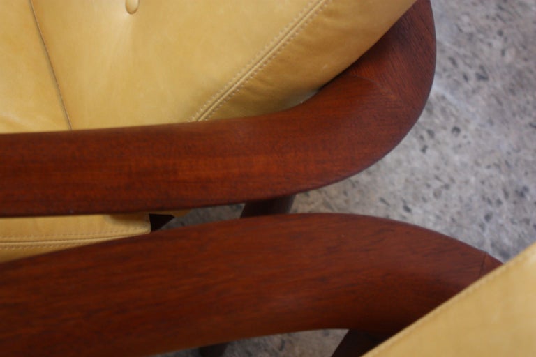 Swedish Modern Leather and Teak Lounge Chairs by Folke Ohlsson for DUX For Sale 8