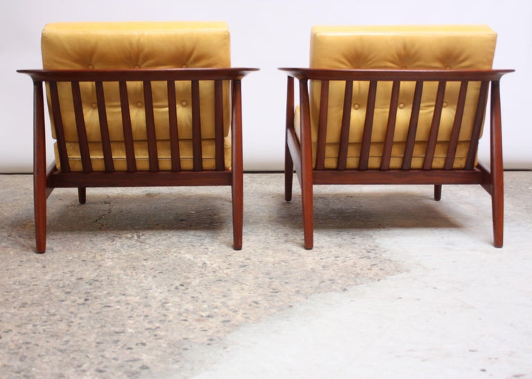 Swedish Modern Leather and Teak Lounge Chairs by Folke Ohlsson for DUX For Sale 11