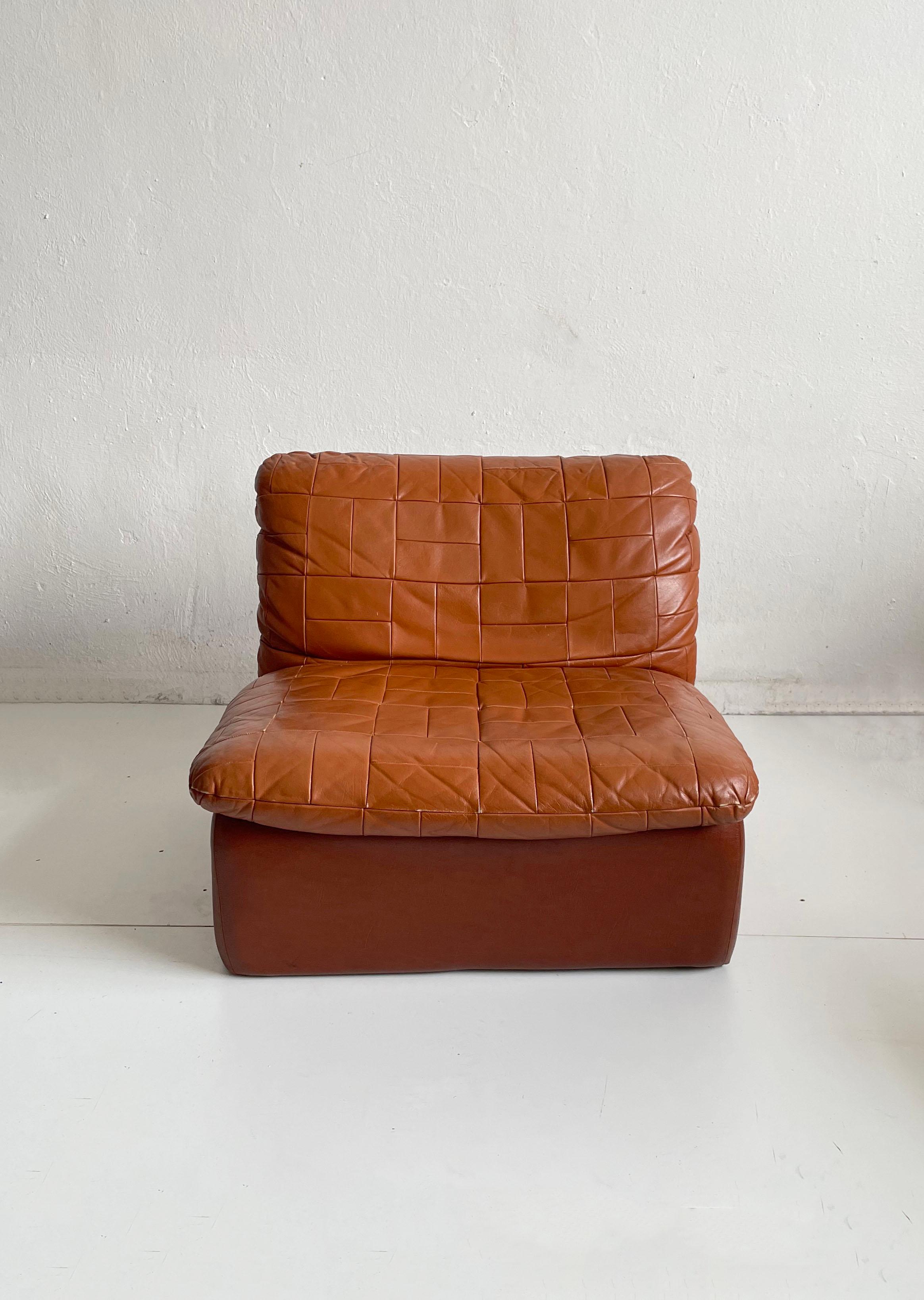 Swedish Modern Leather Patchwork Lounge Chair by Overman, 1970s 9