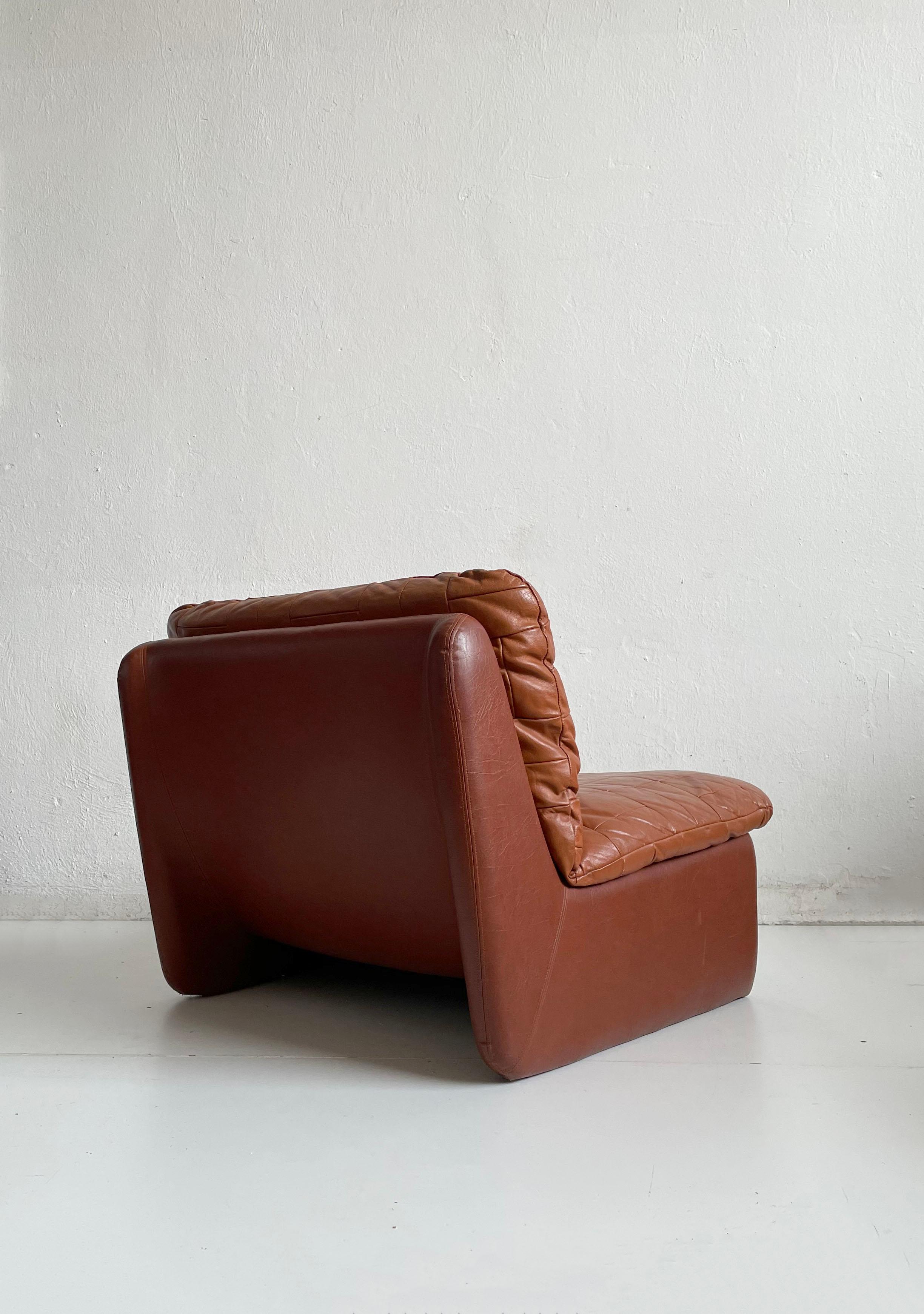 Swedish Modern Leather Patchwork Lounge Chair by Overman, 1970s 11