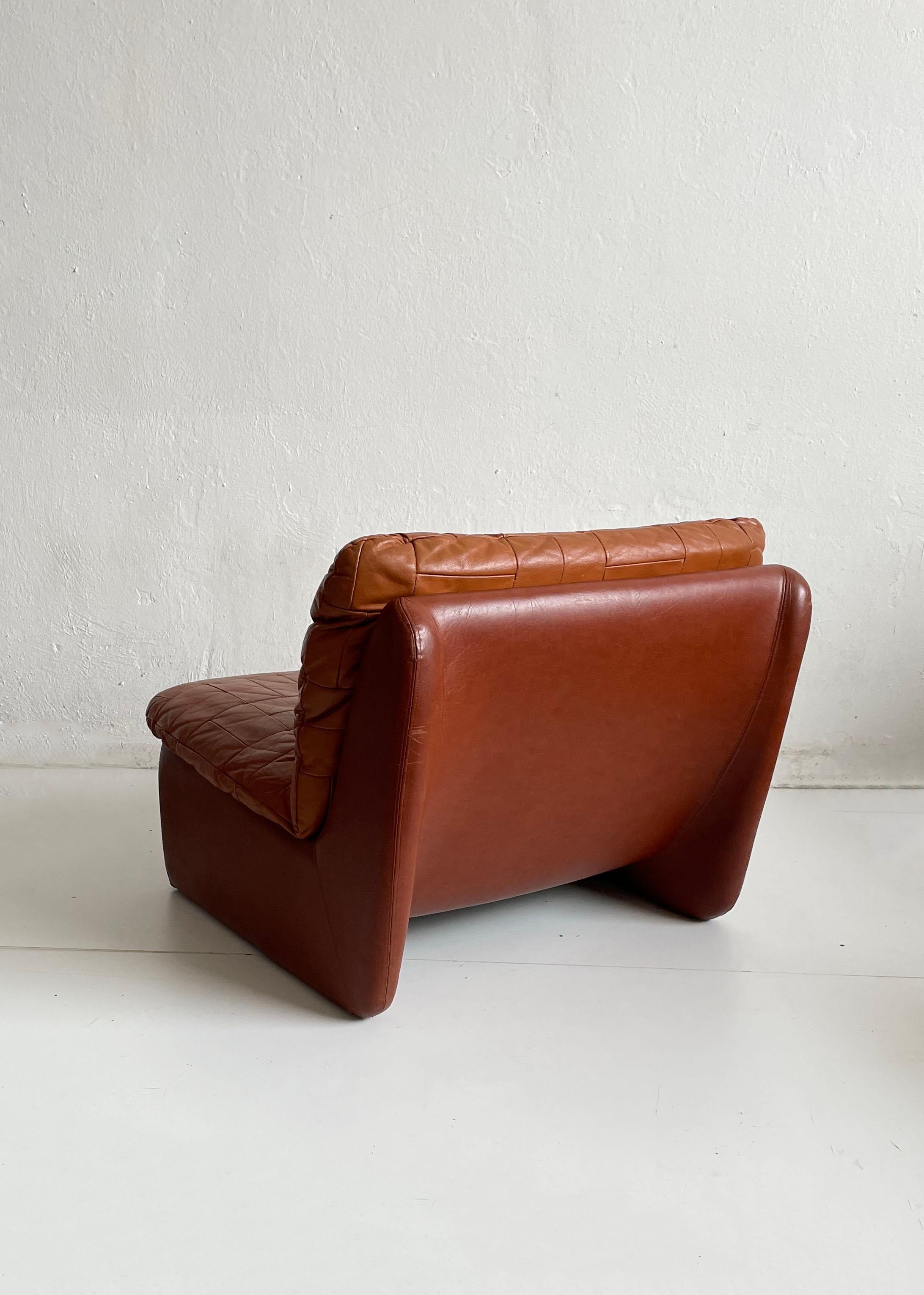 Swedish Modern Leather Patchwork Lounge Chair by Overman, 1970s 13