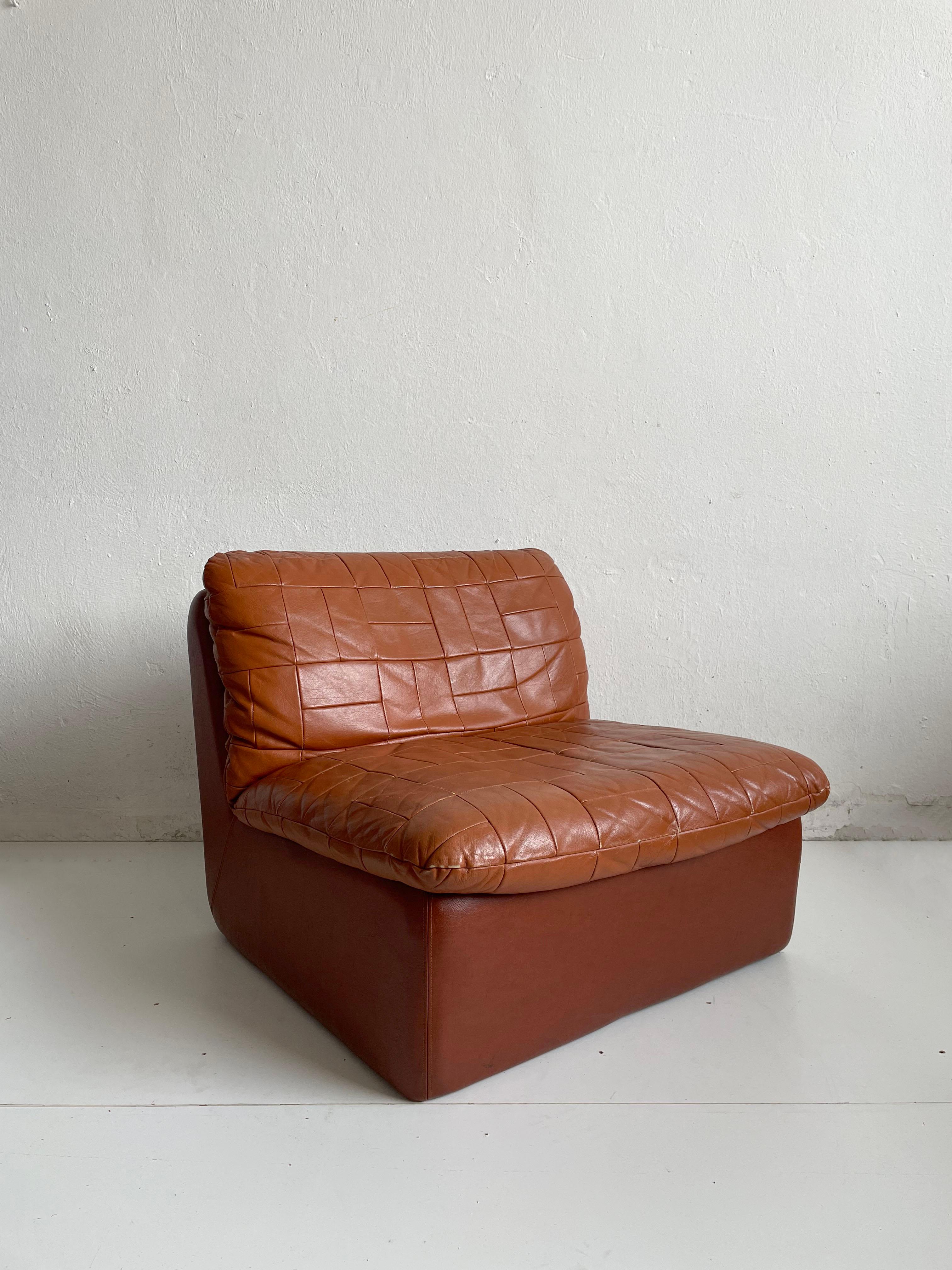 Scandinavian Modern Swedish Modern Leather Patchwork Lounge Chair by Overman, 1970s