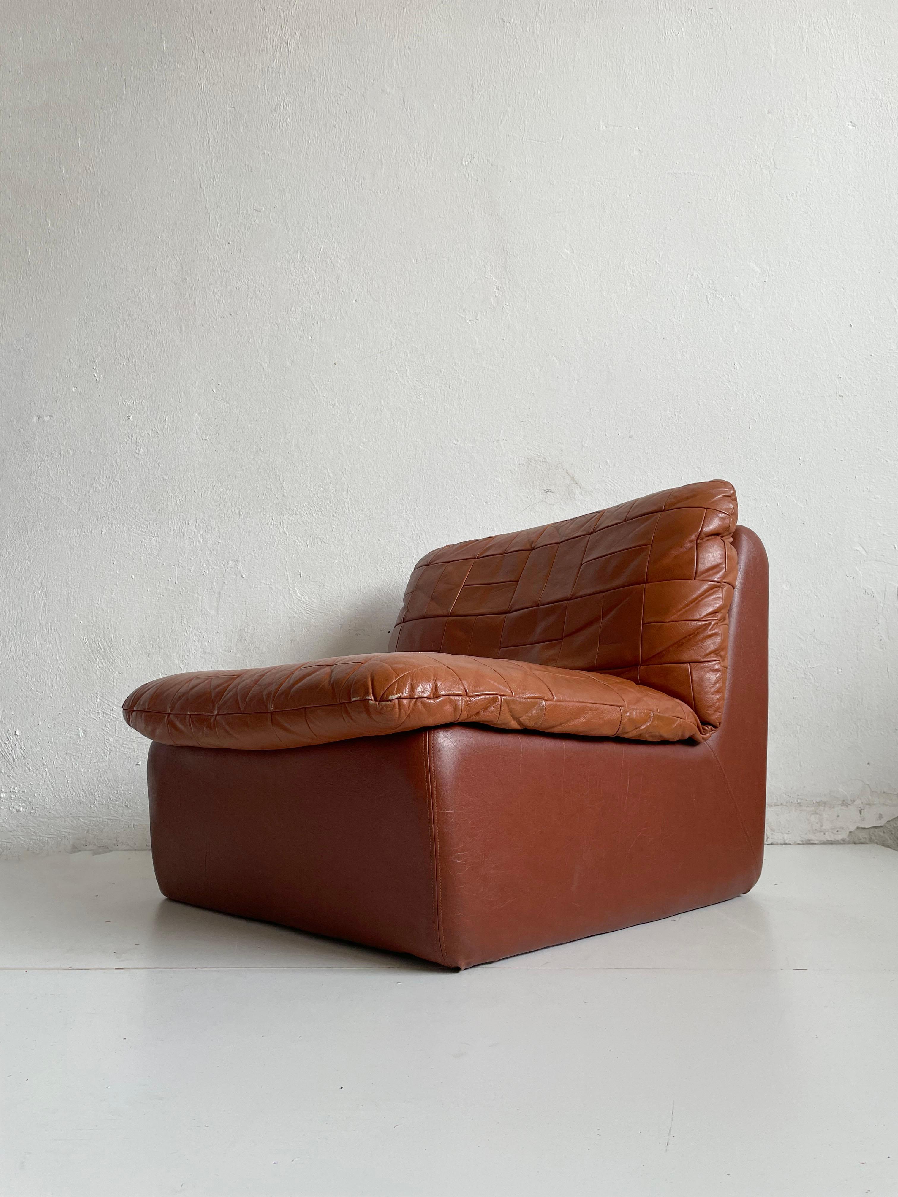 Swedish Modern Leather Patchwork Lounge Chair by Overman, 1970s 1