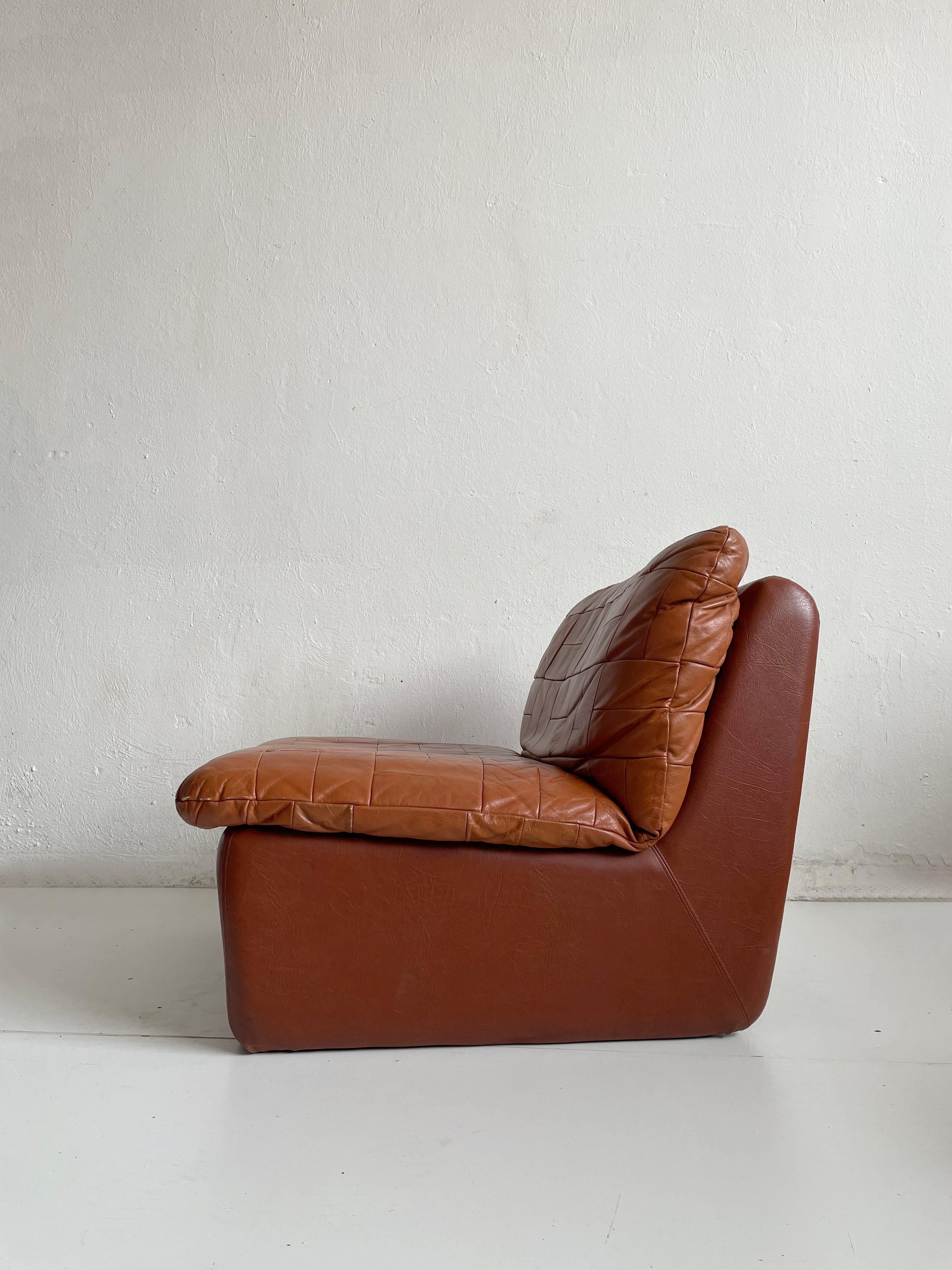 Swedish Modern Leather Patchwork Lounge Chair by Overman, 1970s 2