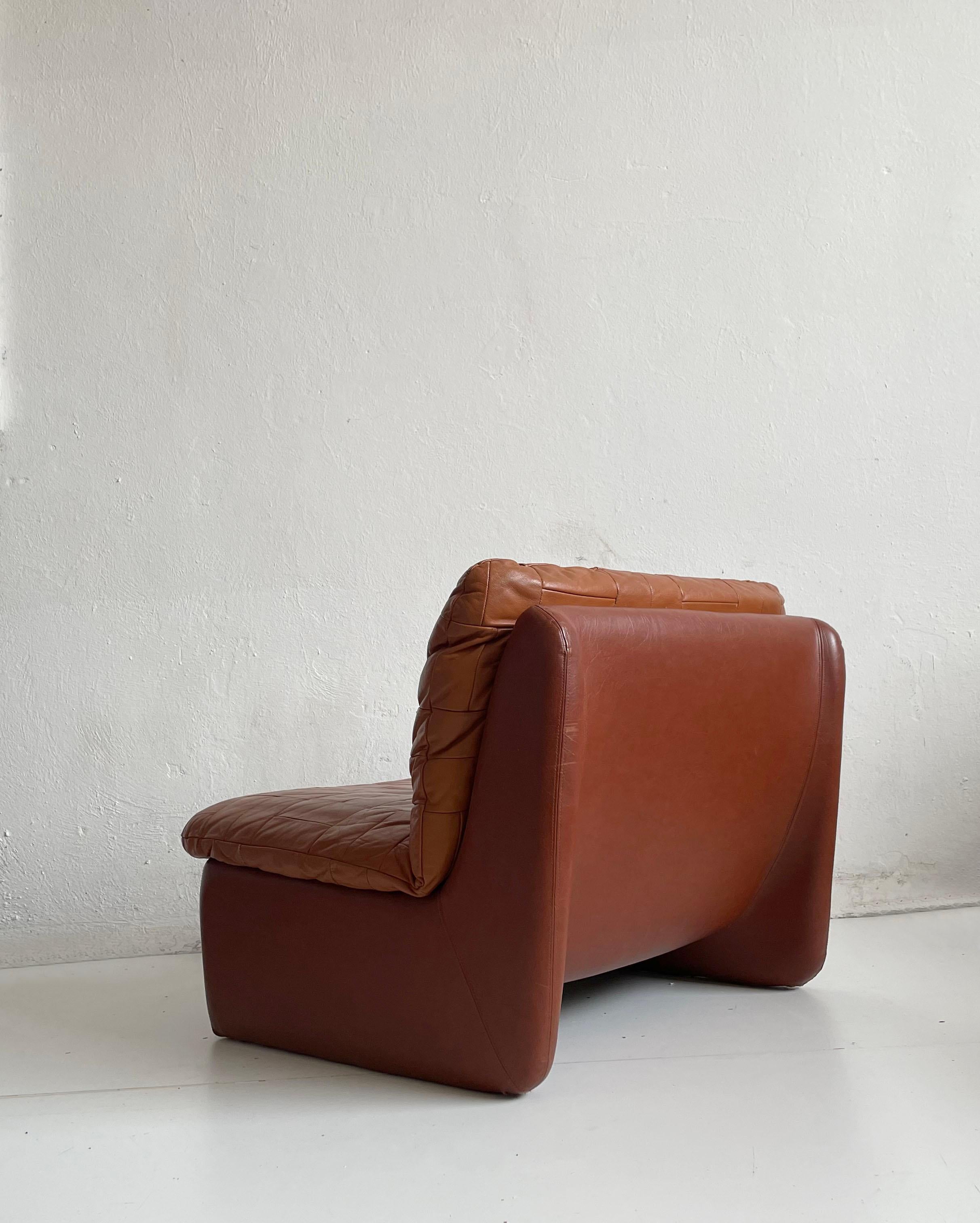 Swedish Modern Leather Patchwork Lounge Chair by Overman, 1970s 3