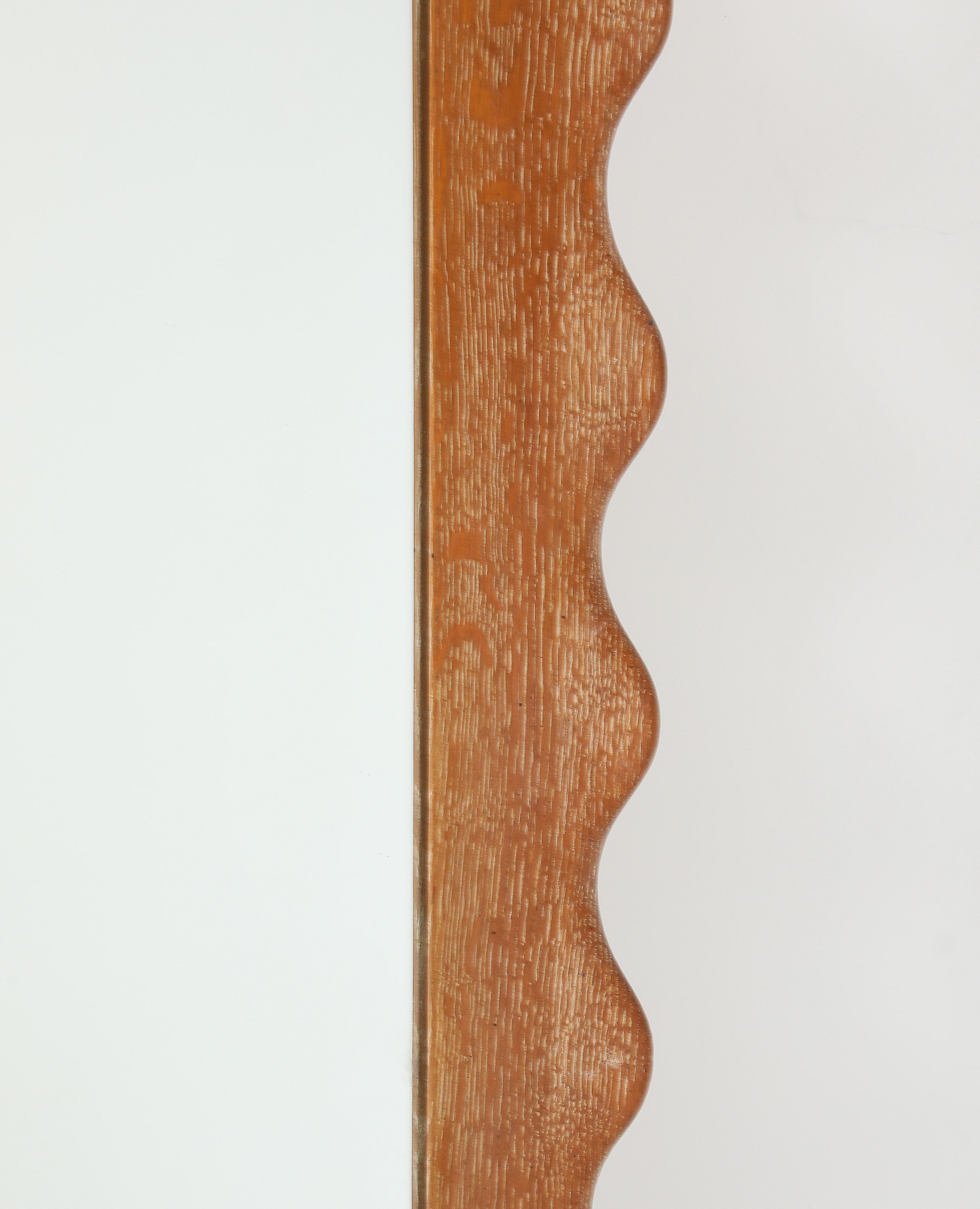 Swedish Modern Limed Oak Mirror, Scalloped Frame, Sweden, 1940's For Sale 3
