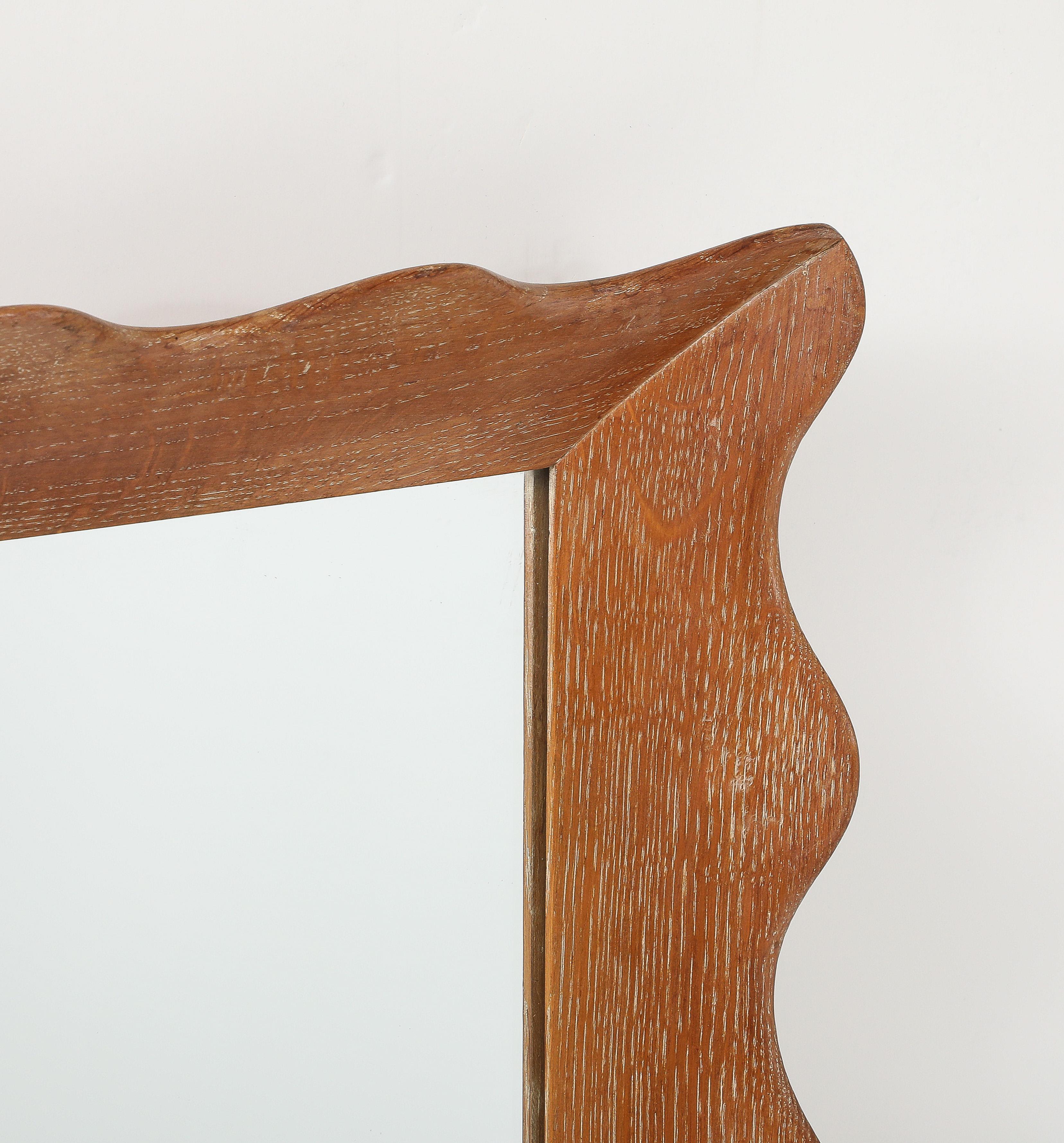 Swedish Modern Limed Oak Mirror, Scalloped Frame, Sweden, 1940's For Sale 4