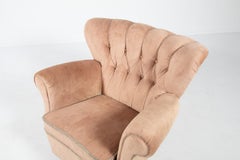 Swedish Modern lounge armchairs in velvet upholstery, 1950’s