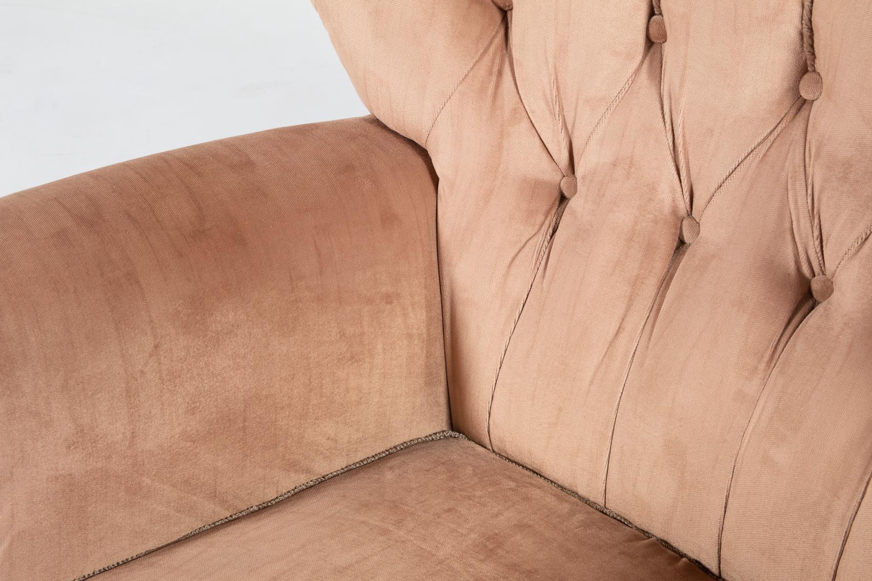 Upholstery Swedish Modern lounge armchairs in velvet upholstery, 1950’s For Sale