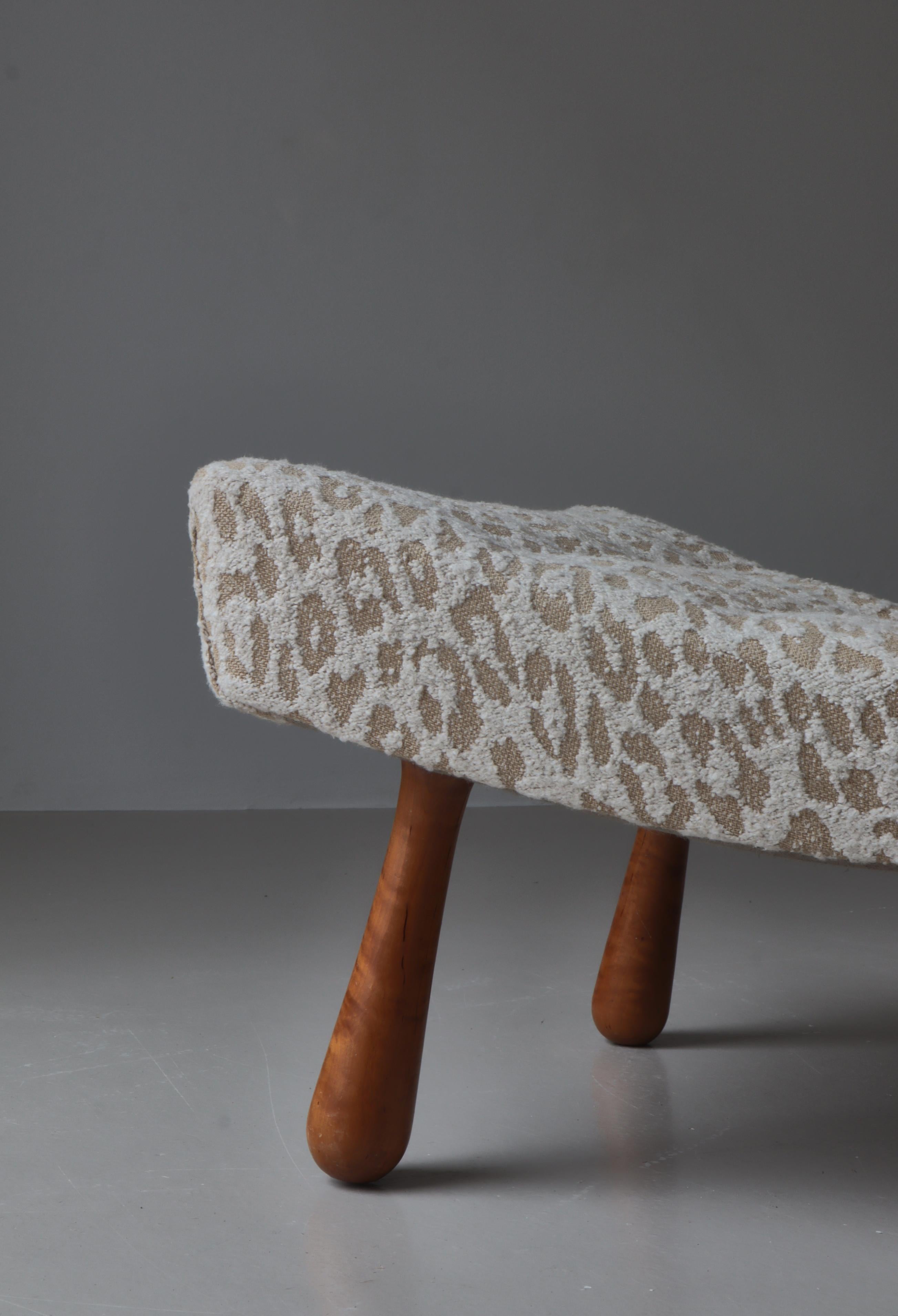Swedish Modern Lounge Chair Clubbed Legs in Birchwood & 