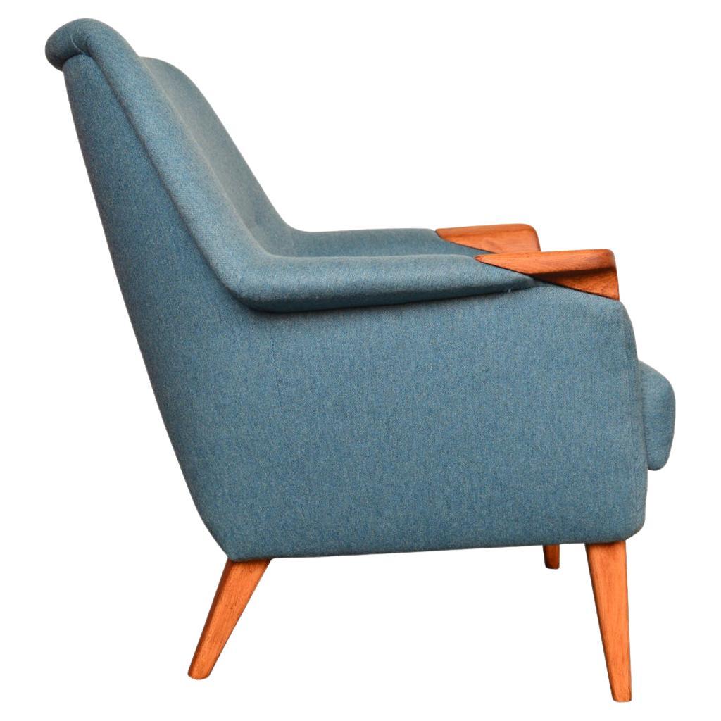 Swedish Modern Lounge Chair in Beech and Wool For Sale